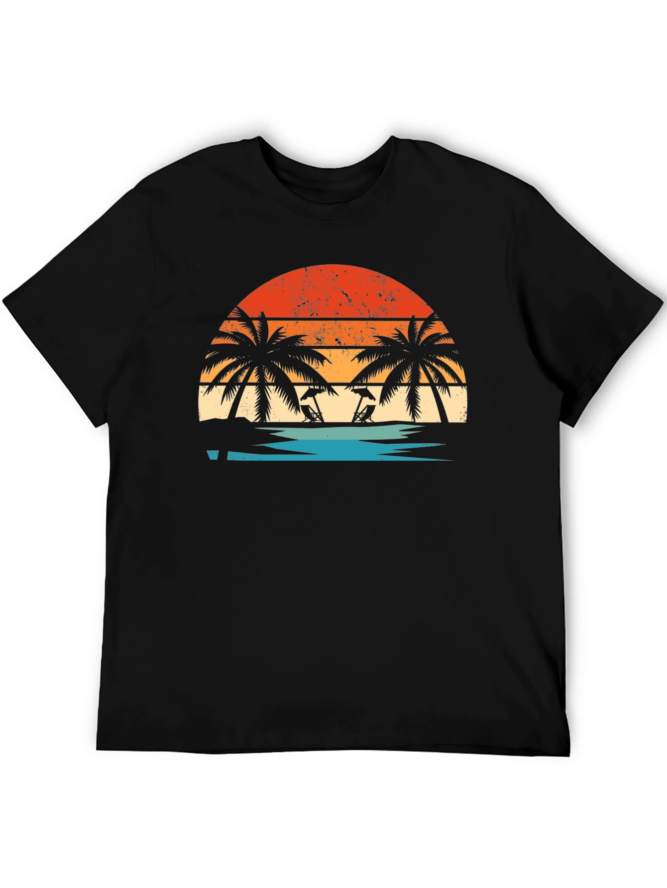 Sunset Beach Palm Tee - Retro Summer Vibes