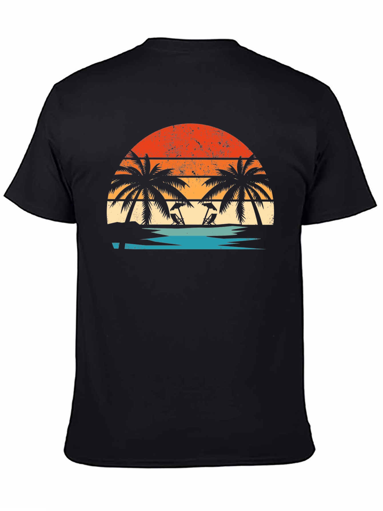 Sunset Beach Palm Tee - Retro Summer Vibes