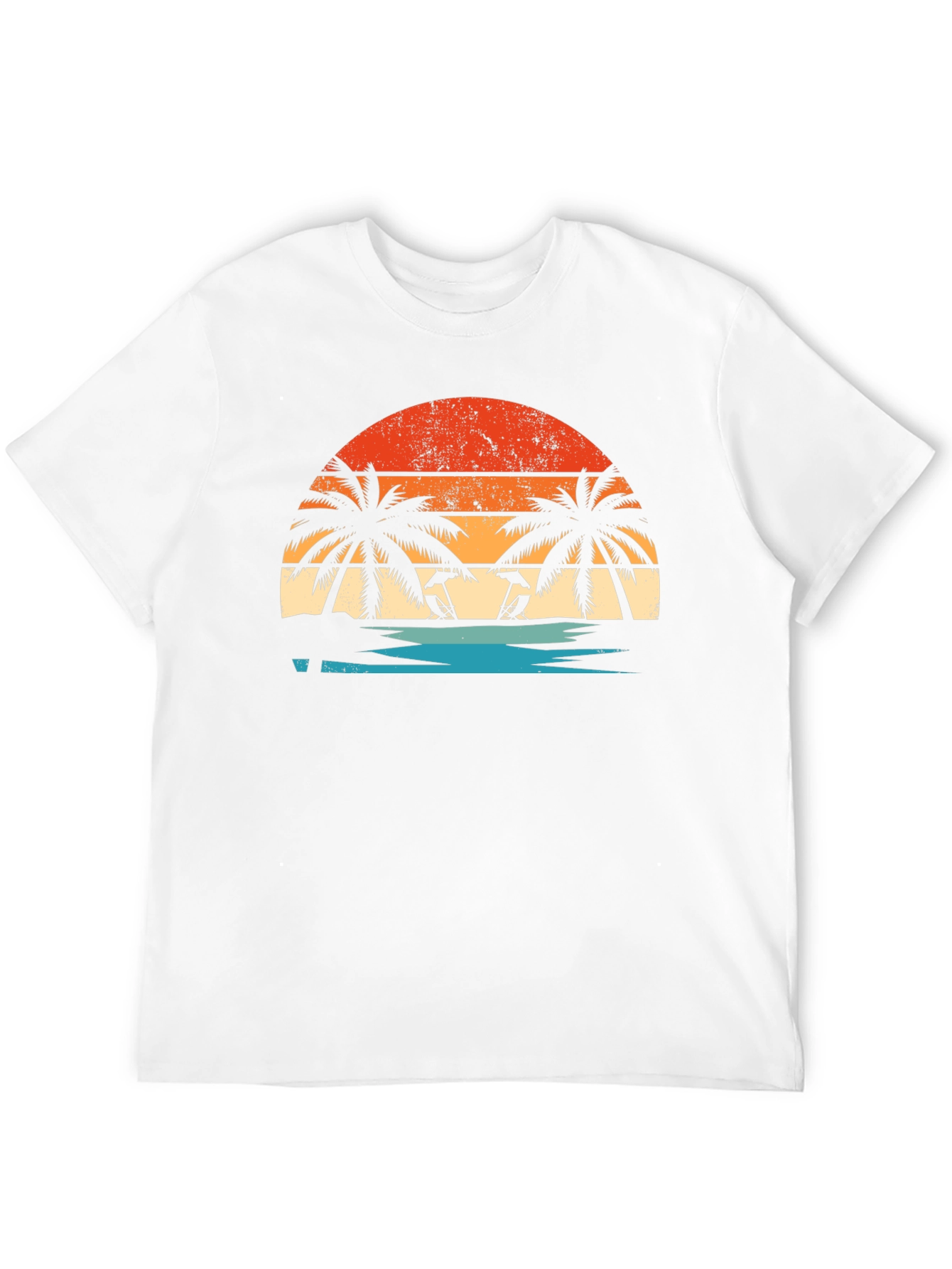 Sunset Beach Palm Tee - Retro Summer Vibes