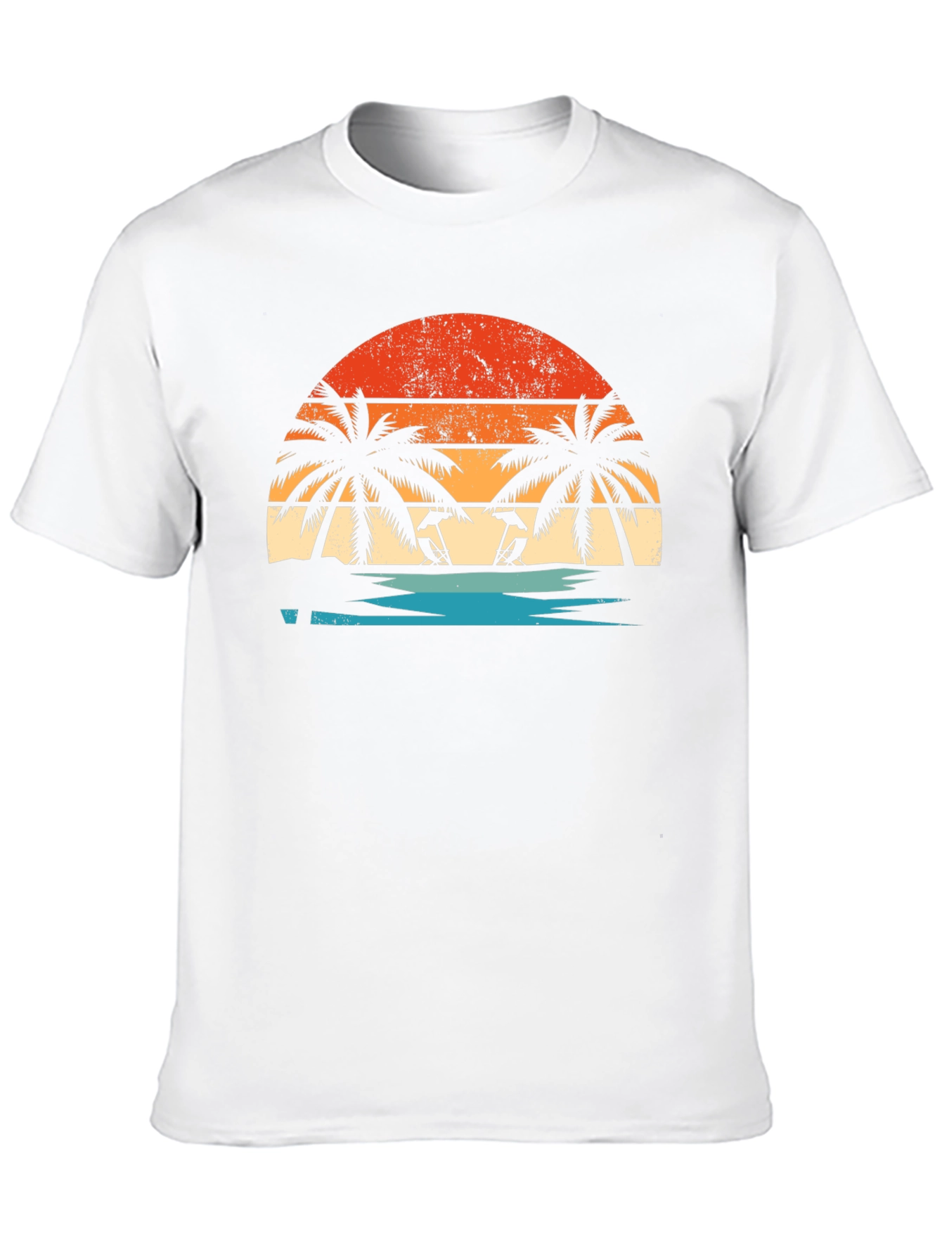 Sunset Beach Palm Tee - Retro Summer Vibes