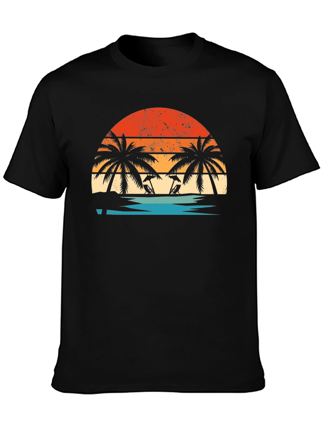 Sunset Beach Palm Tee - Retro Summer Vibes