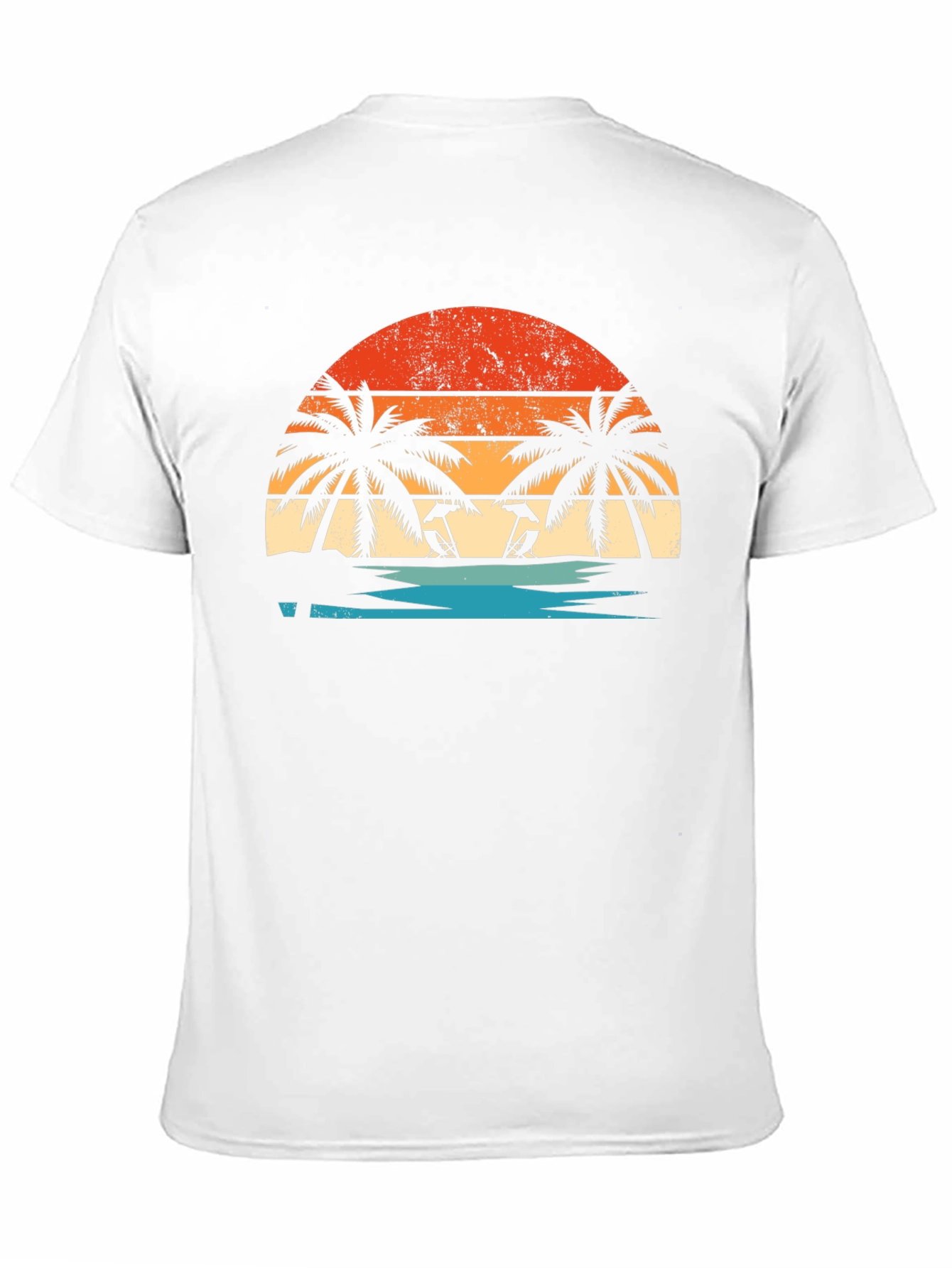 Sunset Beach Palm Tee - Retro Summer Vibes