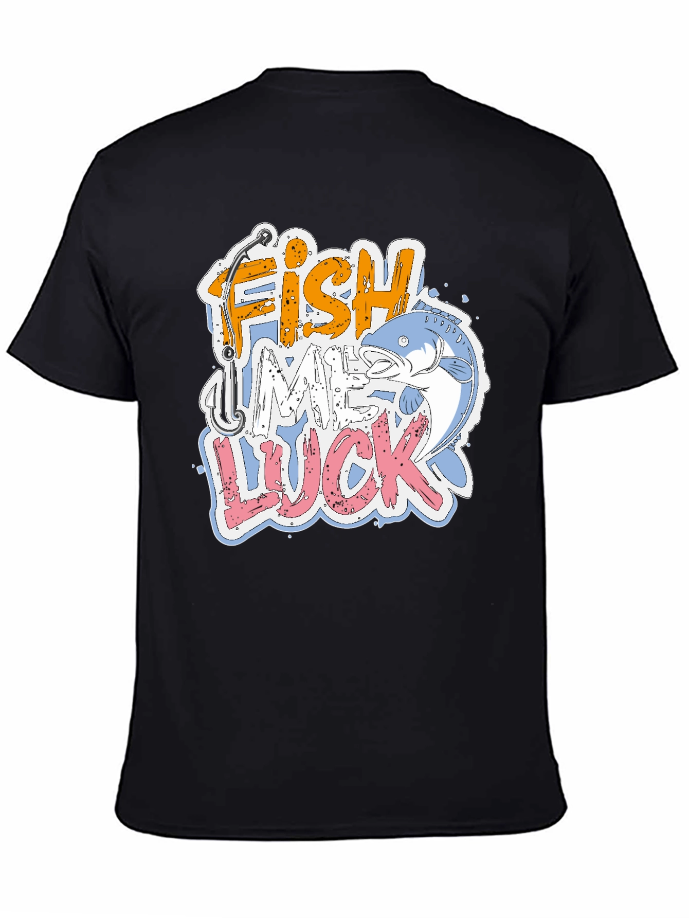 Fish Me Luck Graphic Print Mens T-Shirt