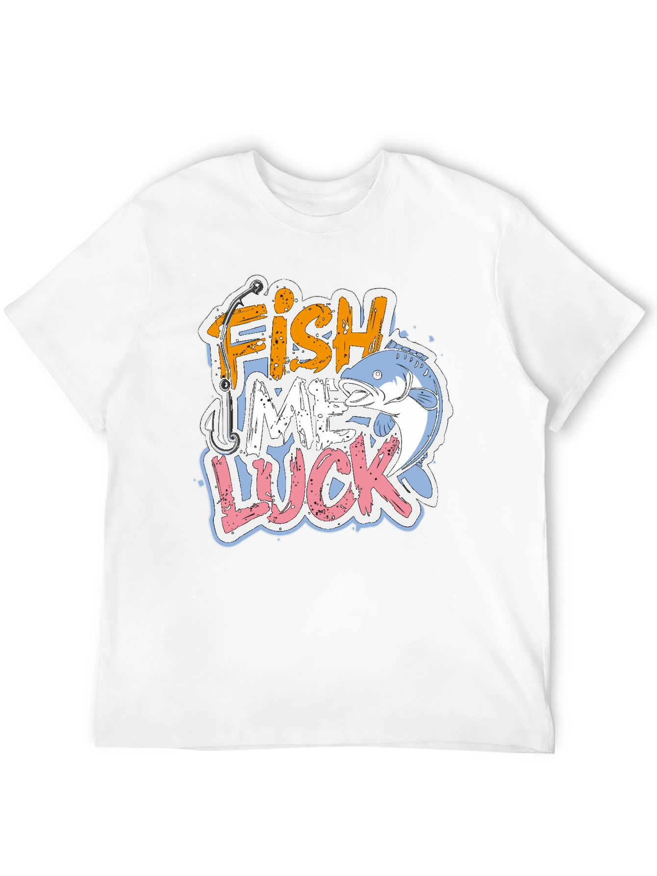 Fish Me Luck Graphic Print Mens T-Shirt