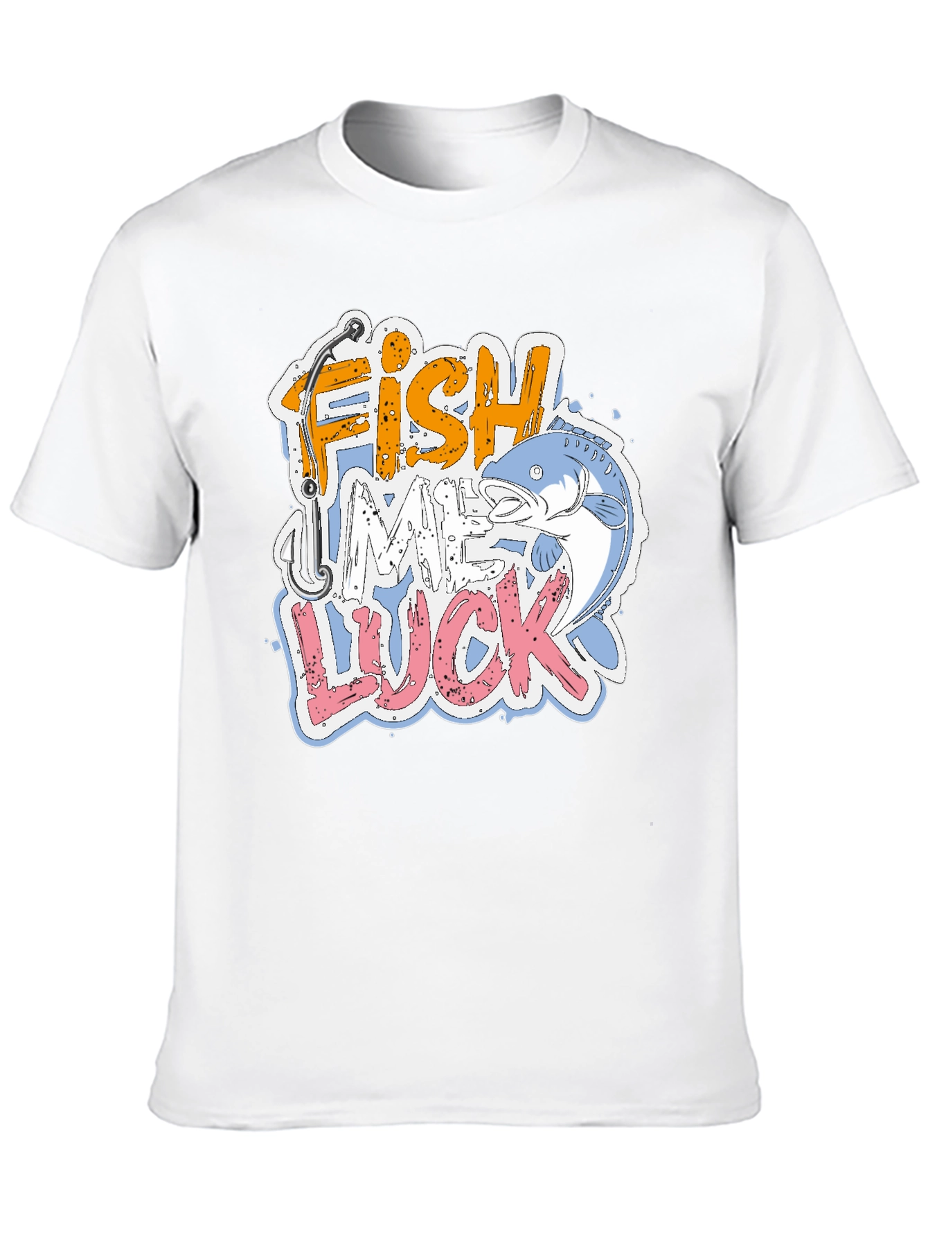 Fish Me Luck Graphic Print Mens T-Shirt