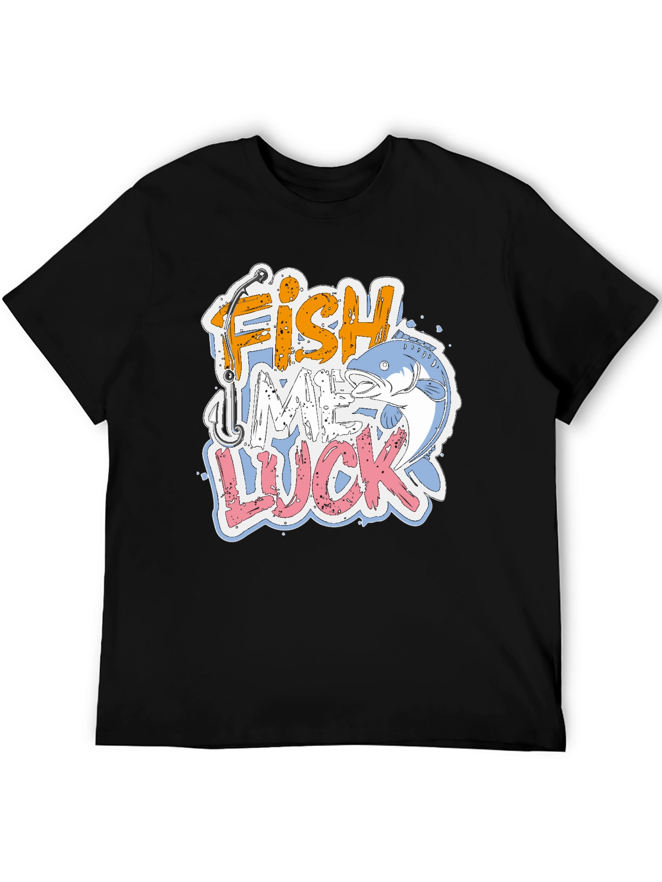 Fish Me Luck Graphic Print Mens T-Shirt