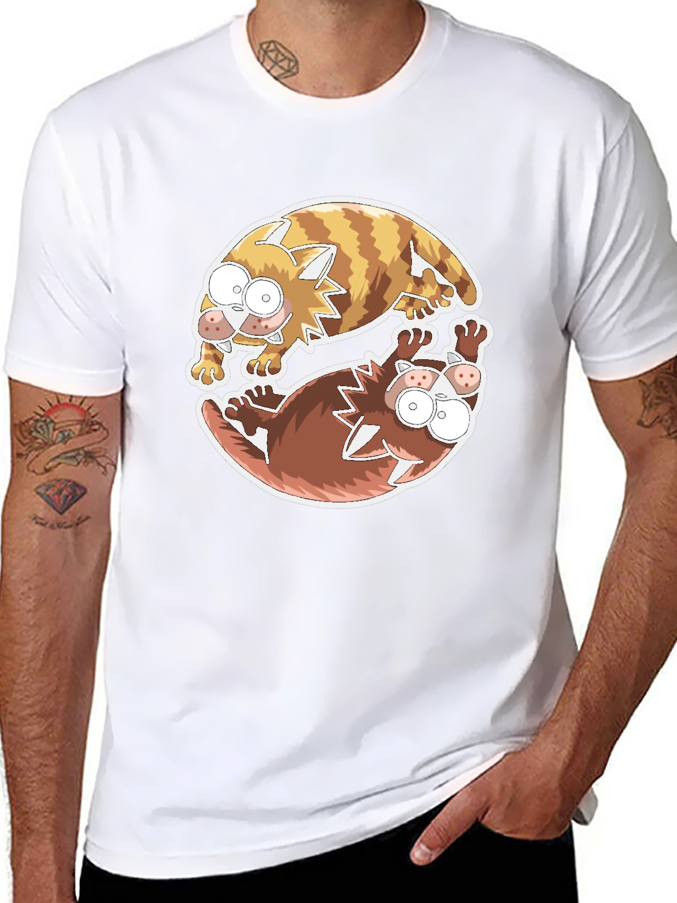 Yin Yang Cats Graphic Tee - Relaxed Fit