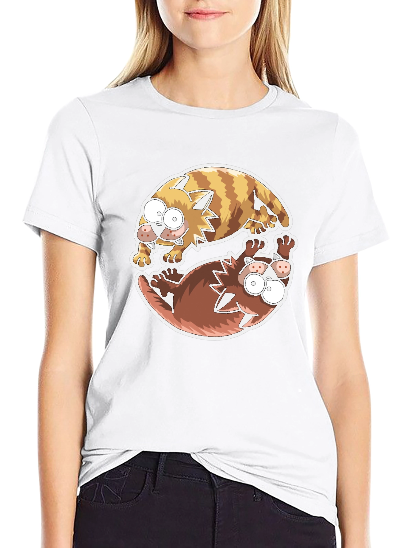 Yin Yang Cats Graphic Tee - Relaxed Fit