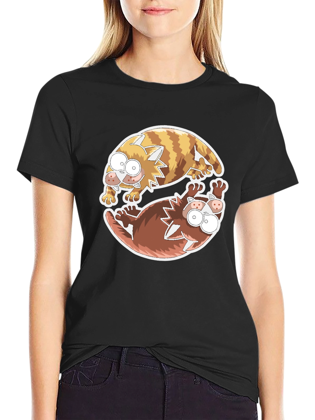 Yin Yang Cats Graphic Tee - Relaxed Fit