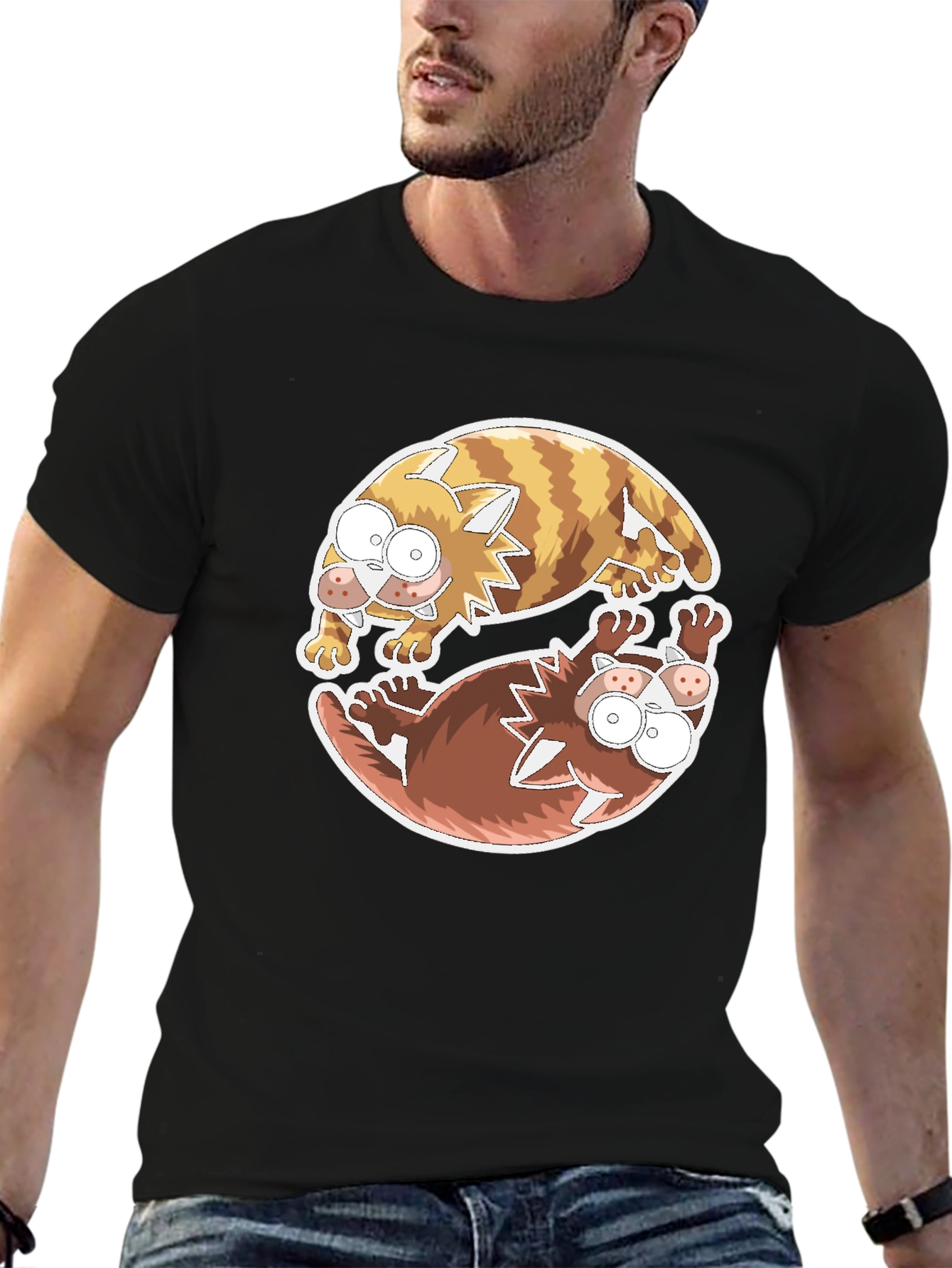 Yin Yang Cats Graphic Tee - Relaxed Fit