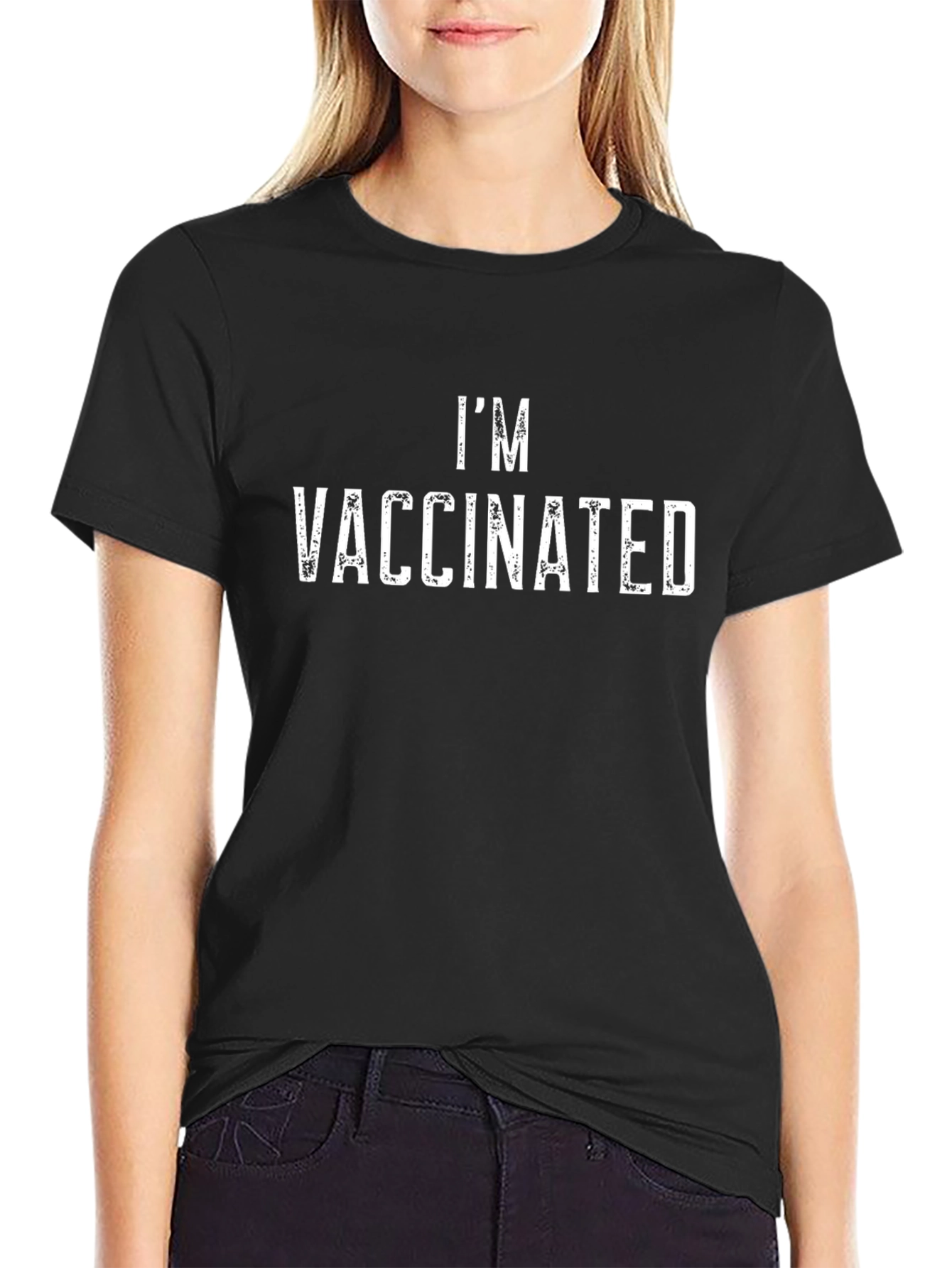 Im Vaccinated T-Shirt -  Black Crew Neck Tee