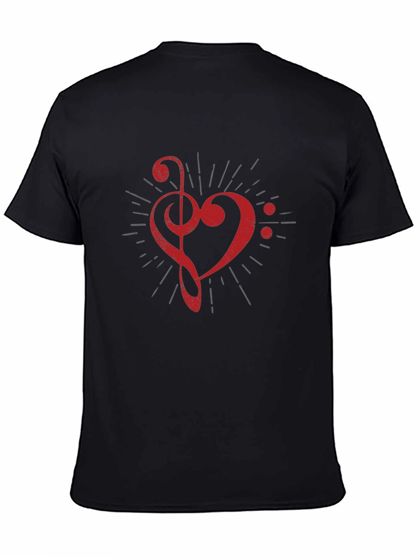Musical Heart Graphic T-Shirt - Black