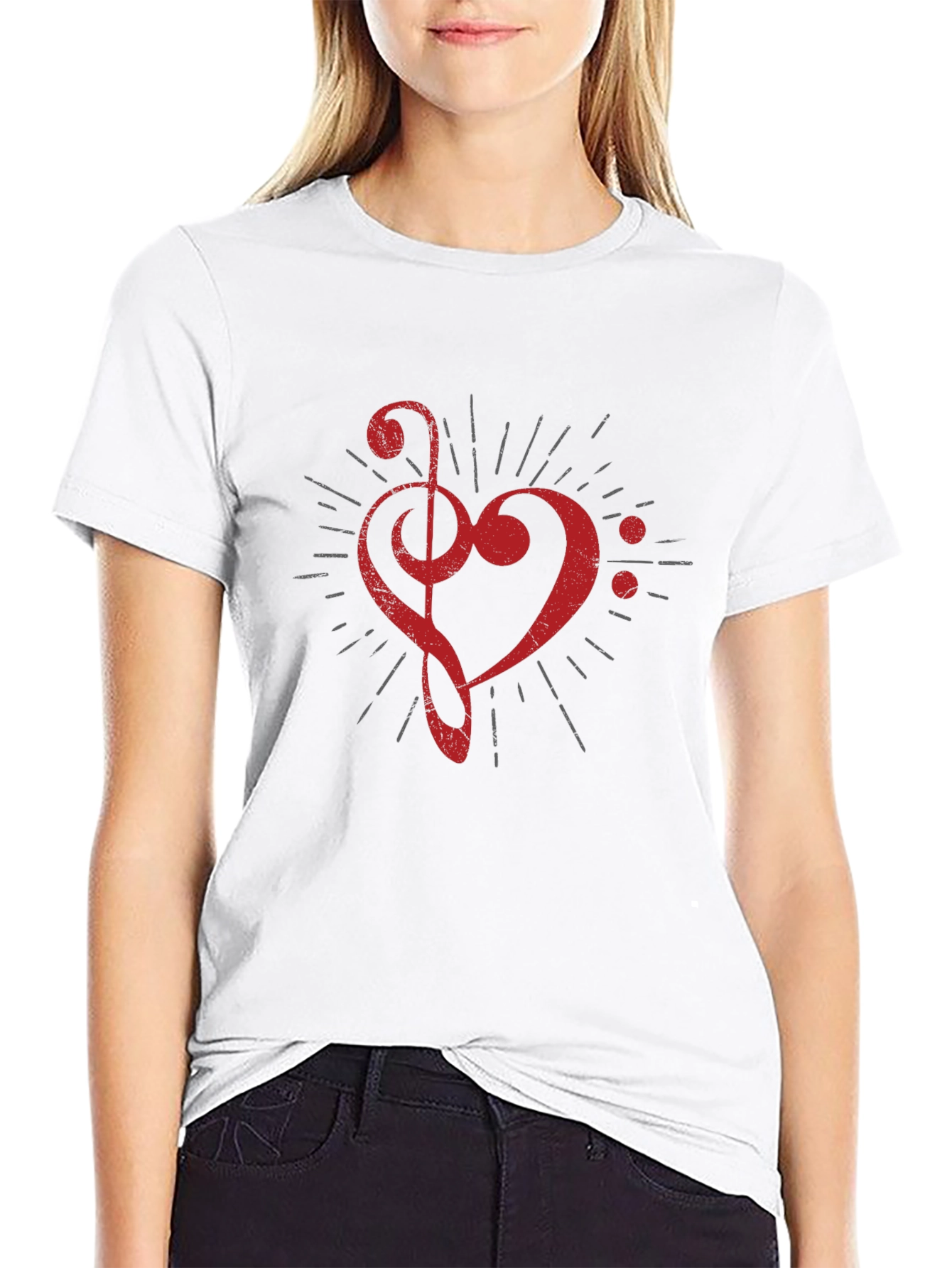 Musical Heart Graphic T-Shirt - Black