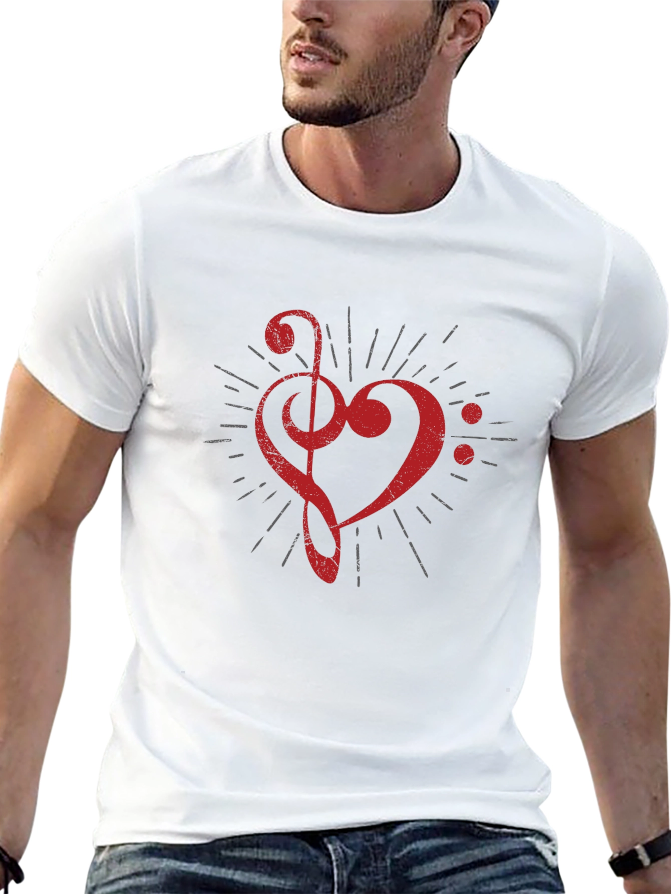 Musical Heart Graphic T-Shirt - Black