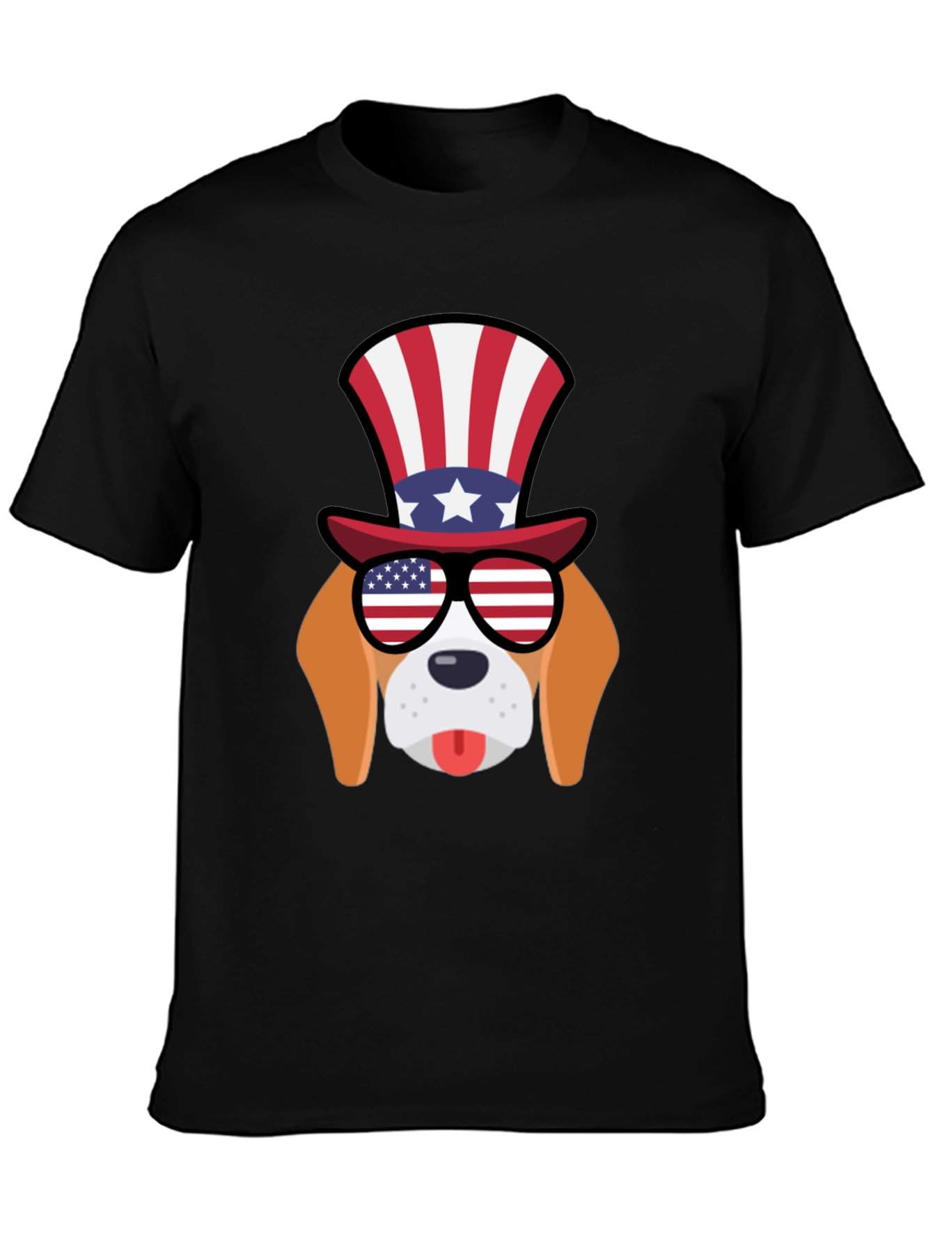 Patriotic Dog T-Shirt: USA Flag Glasses