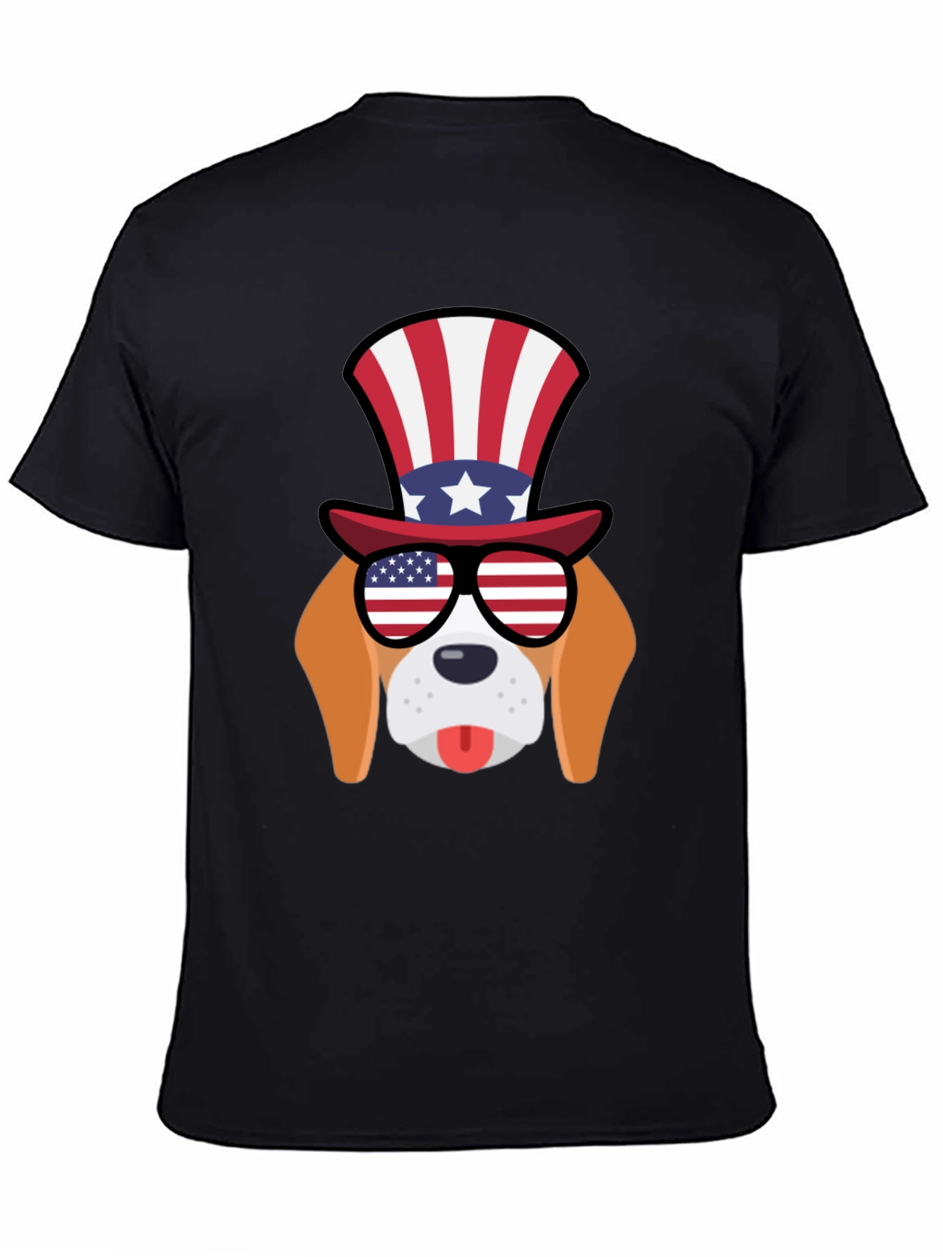 Patriotic Dog T-Shirt: USA Flag Glasses