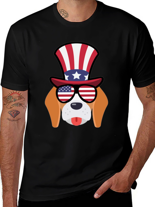 Patriotic Dog T-Shirt: USA Flag Glasses