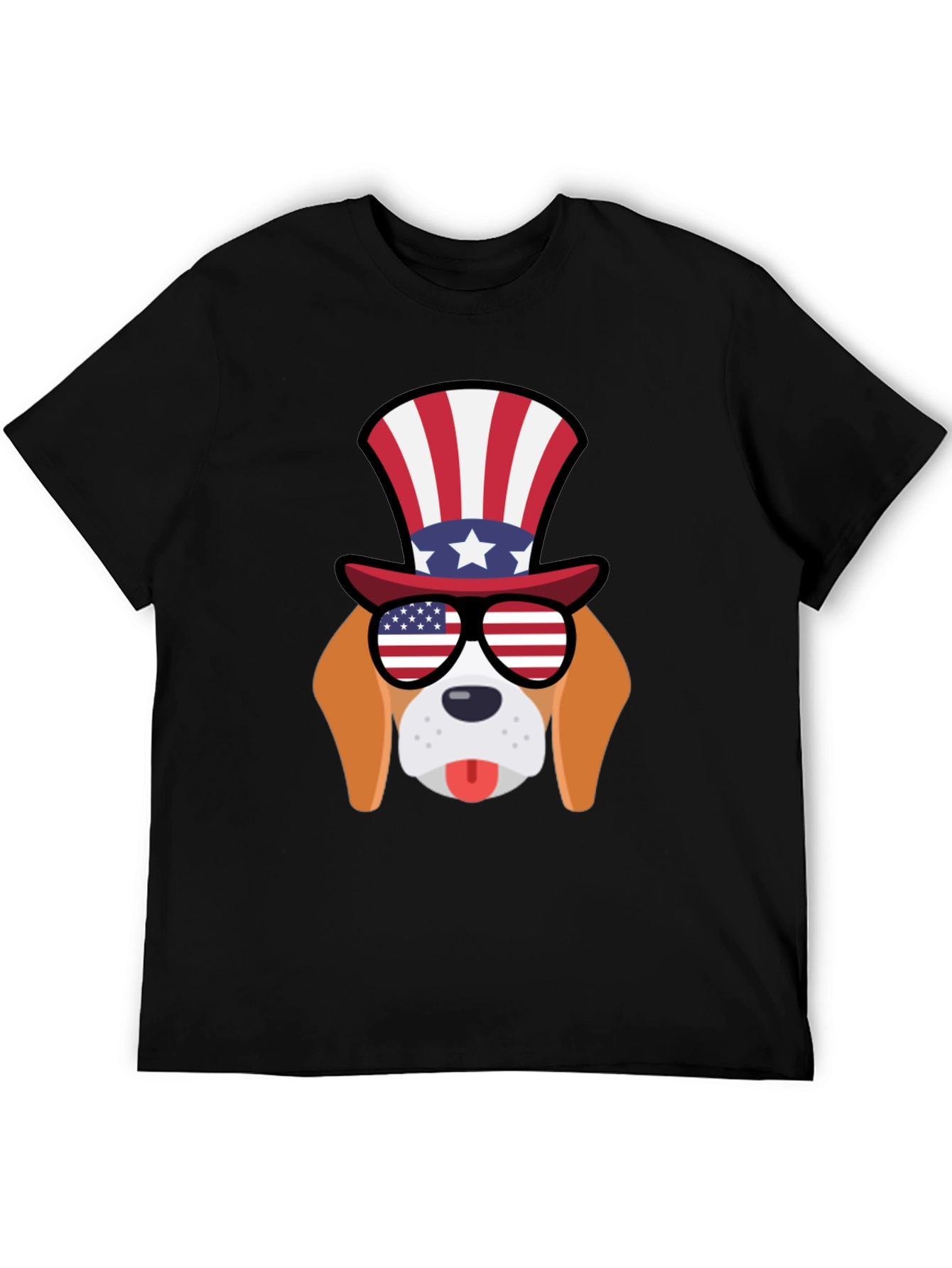 Patriotic Dog T-Shirt: USA Flag Glasses