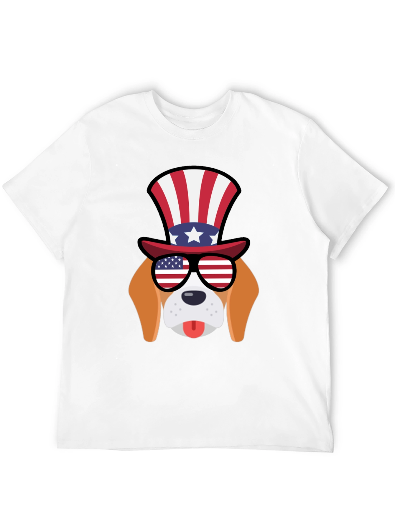 Patriotic Dog T-Shirt: USA Flag Glasses