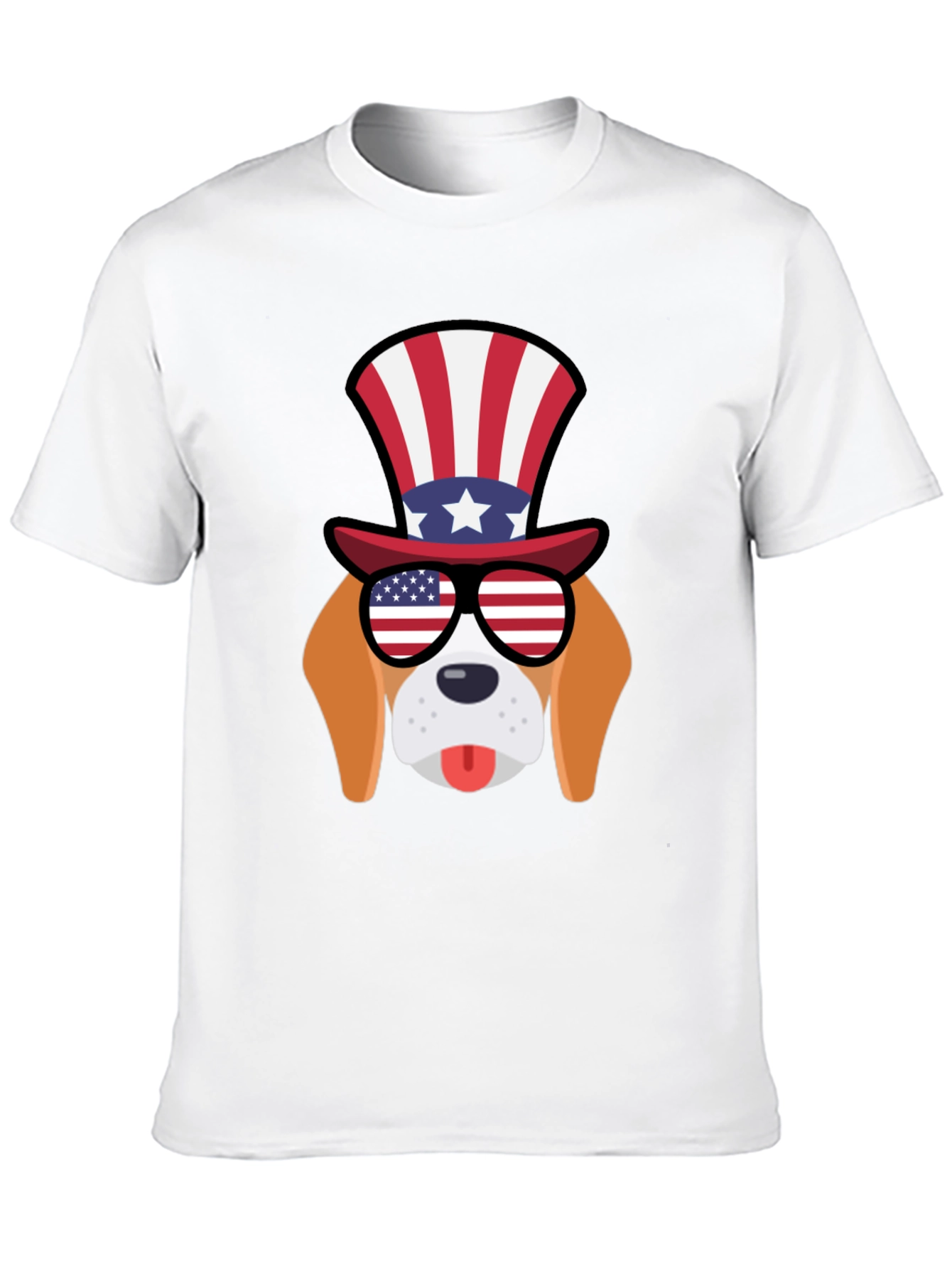 Patriotic Dog T-Shirt: USA Flag Glasses