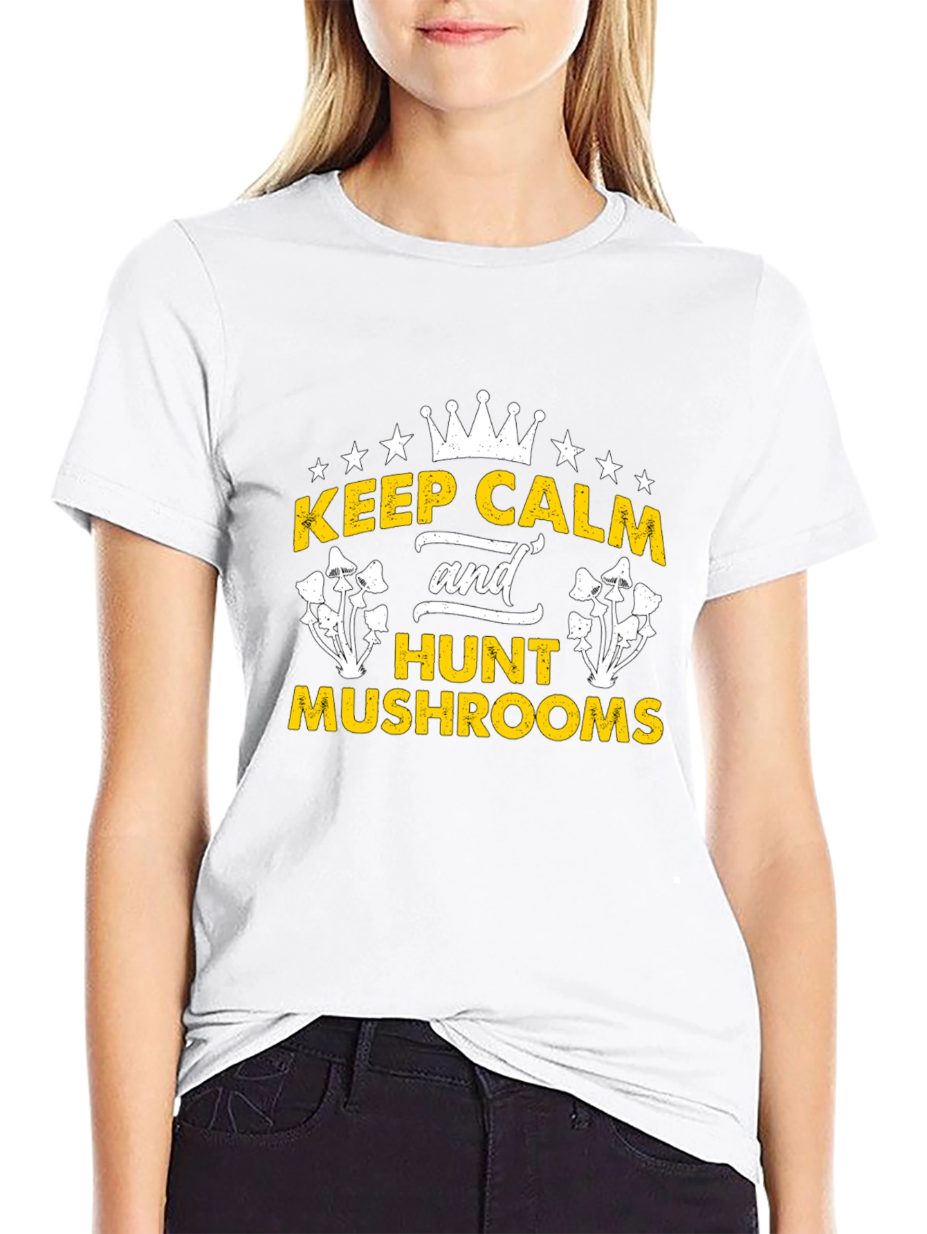 Keep Calm Hunt Mushrooms Black Graphic Tee