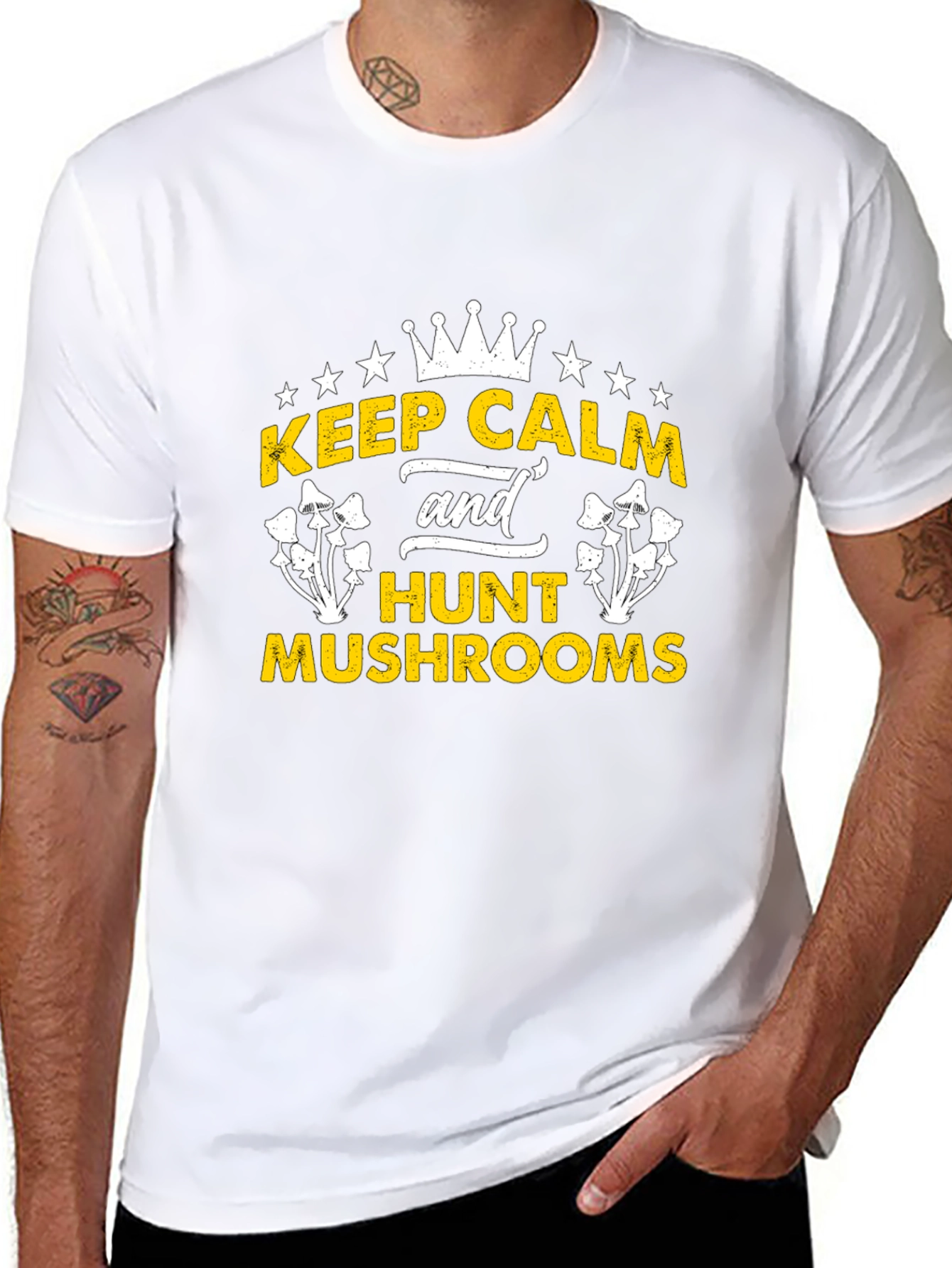 Keep Calm Hunt Mushrooms Black Graphic Tee