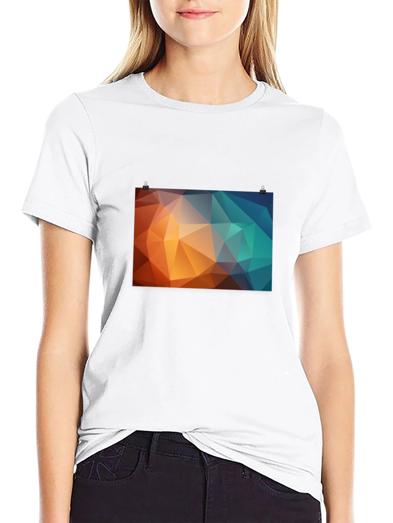 Geometric Triangle Graphic Print Black T-Shirt