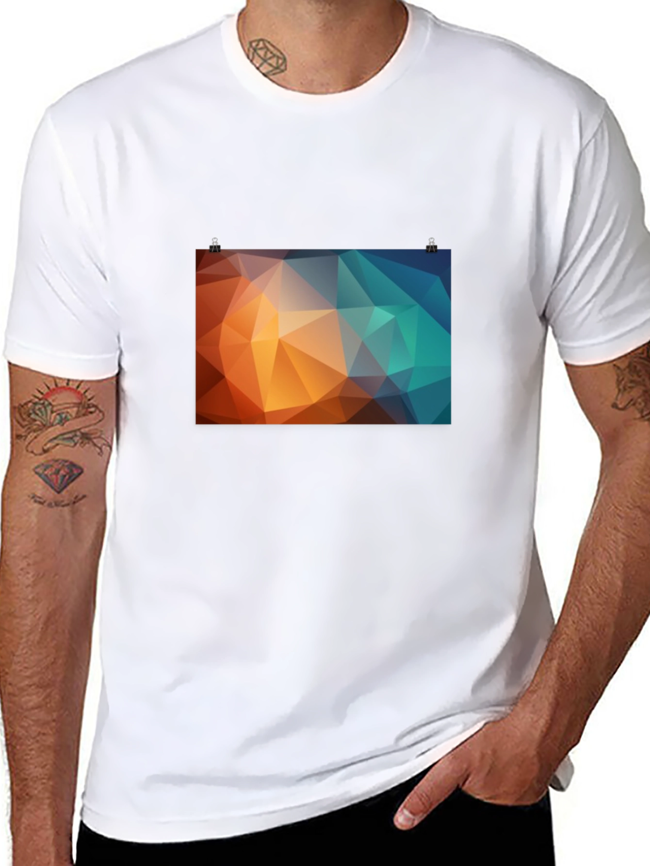 Geometric Triangle Graphic Print Black T-Shirt