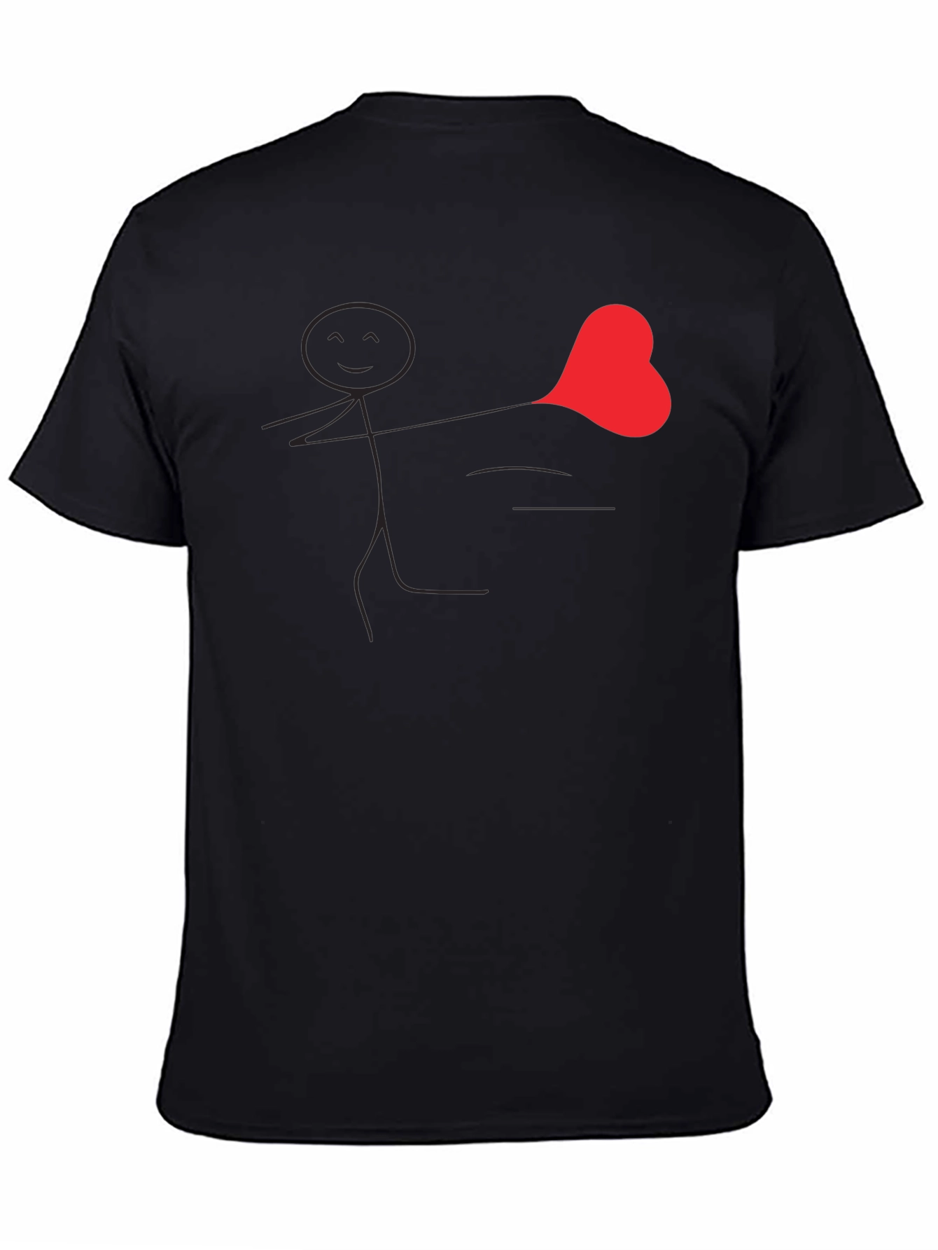 Heart Stick Figure Black T-Shirt