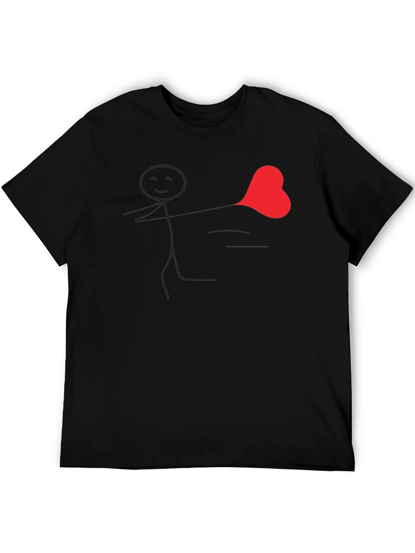 Heart Stick Figure Black T-Shirt