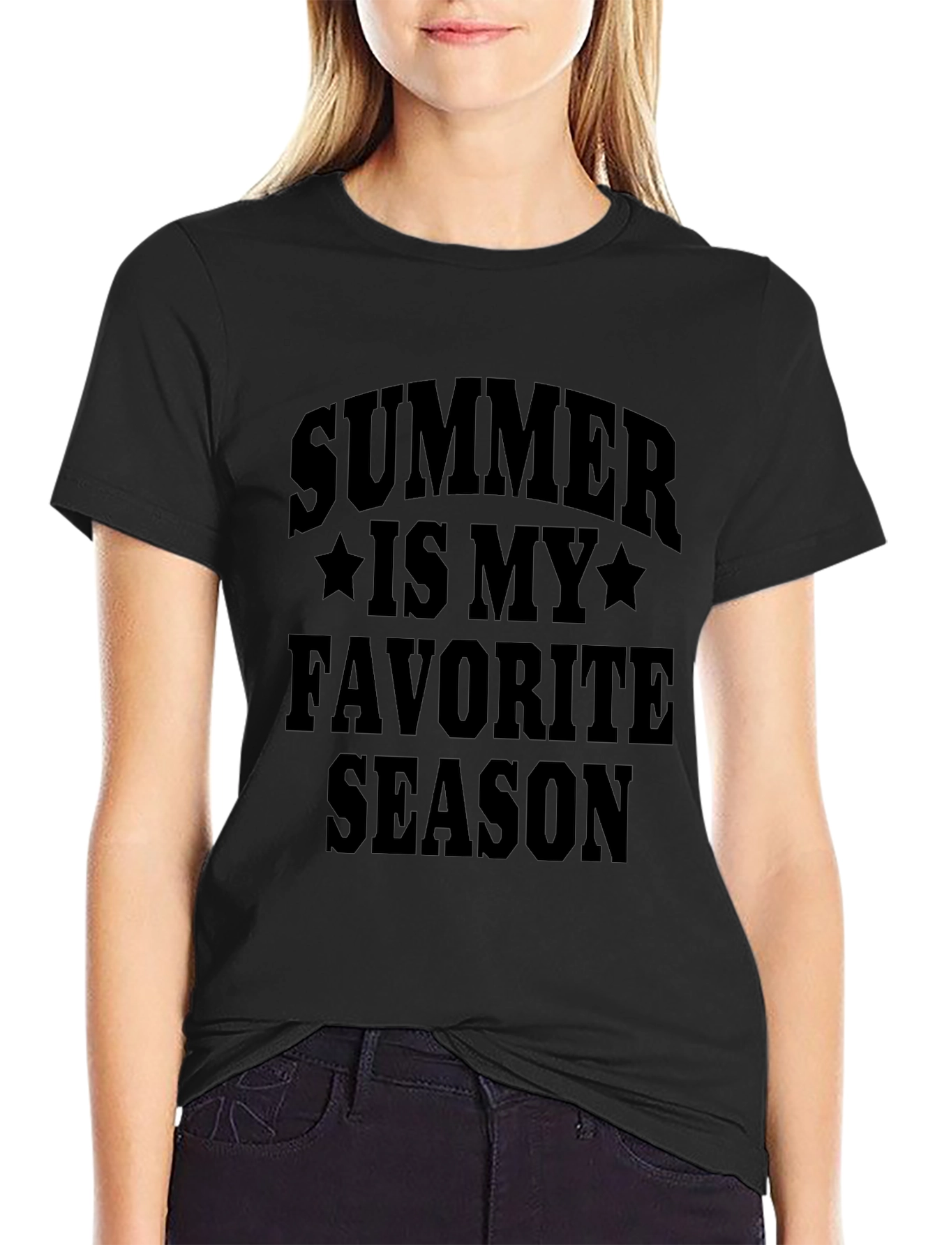 Summer Is My Favorite Season Black Graphic T-Shirt
