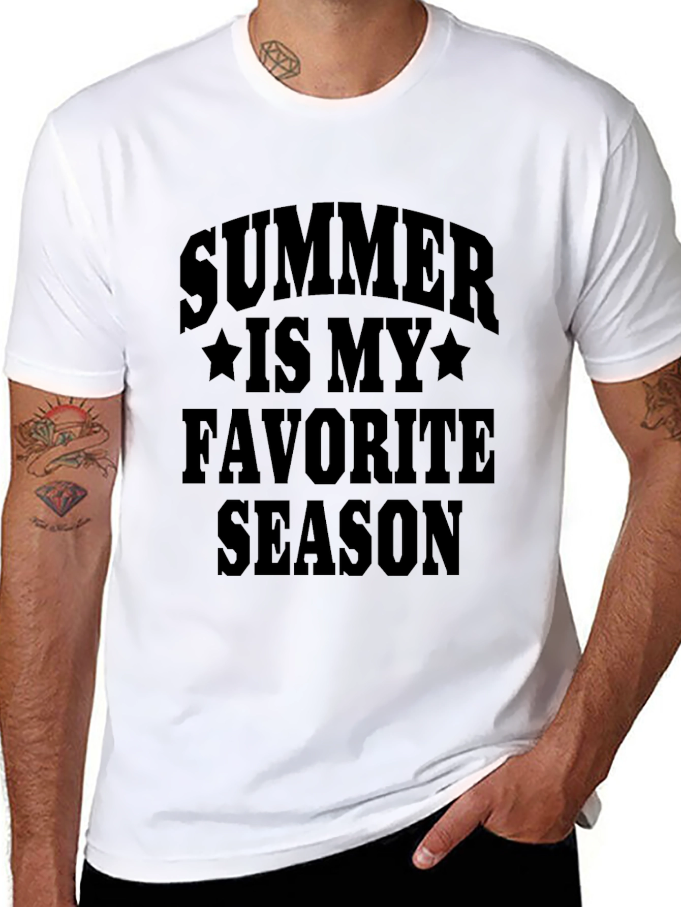 Summer Is My Favorite Season Black Graphic T-Shirt