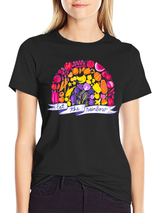 Eat the Rainbow Graphic Tee - Vibrant Fruit & Veggie Design