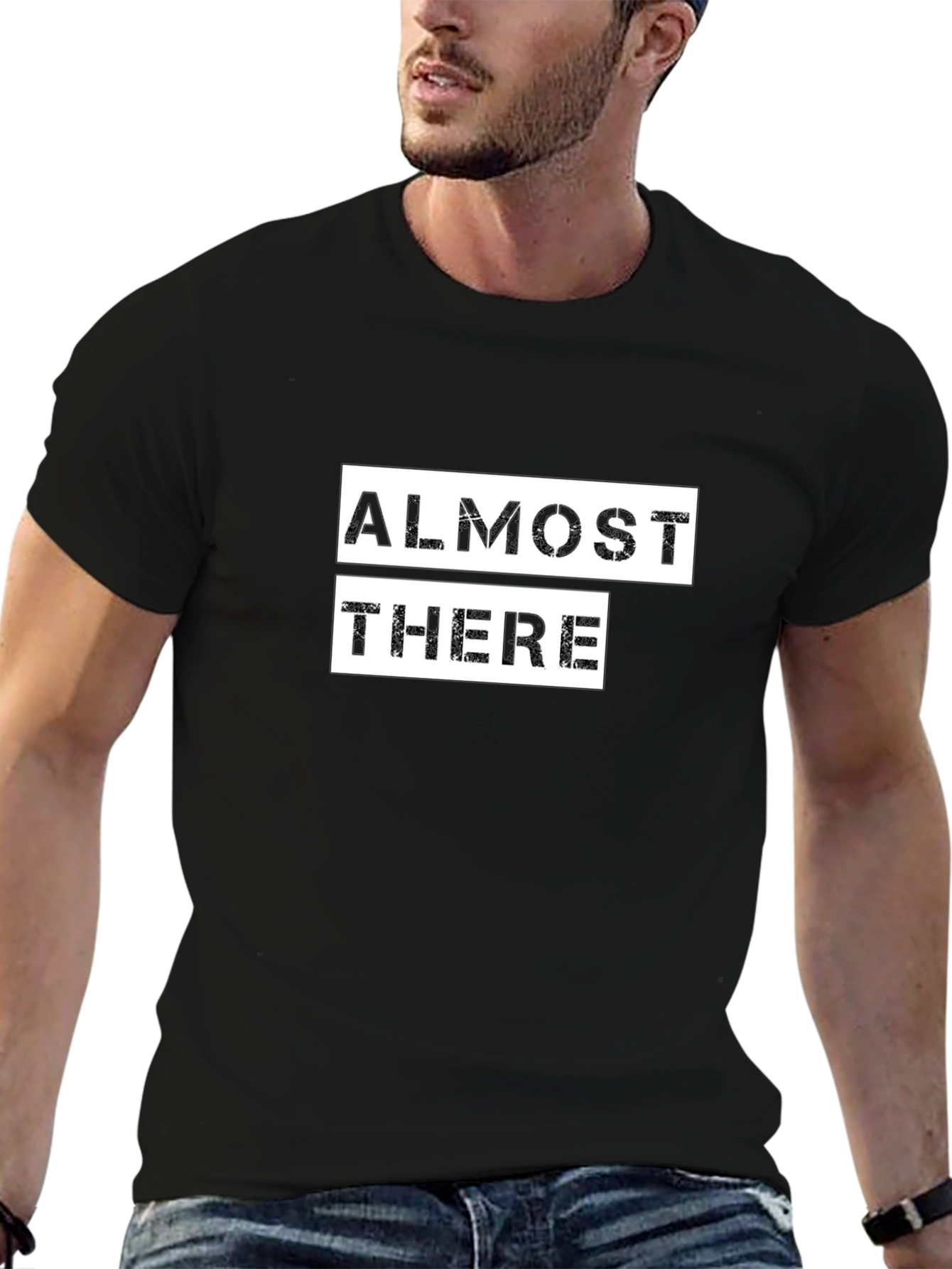 Almost There Graphic Tee - Black Cotton Comfort