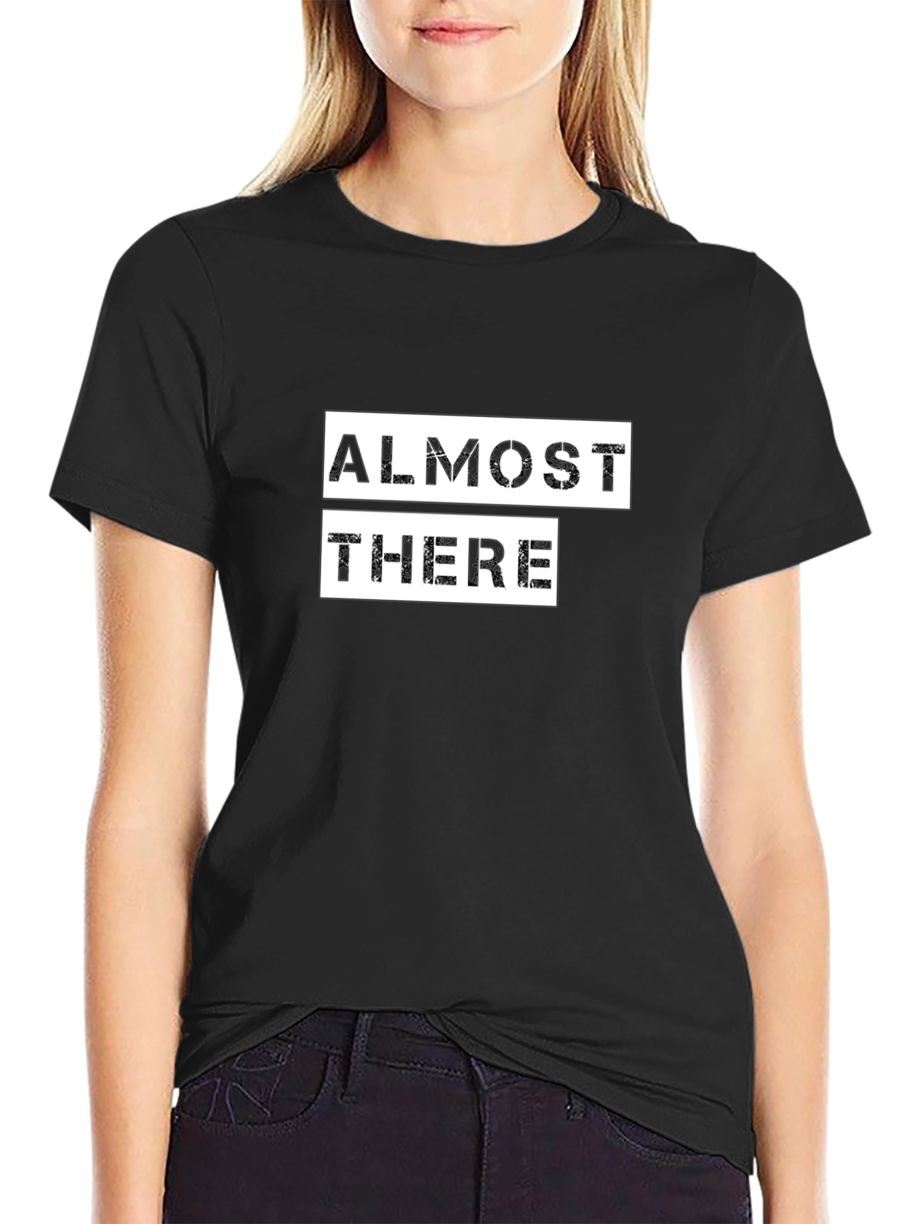 Almost There Graphic Tee - Black Cotton Comfort