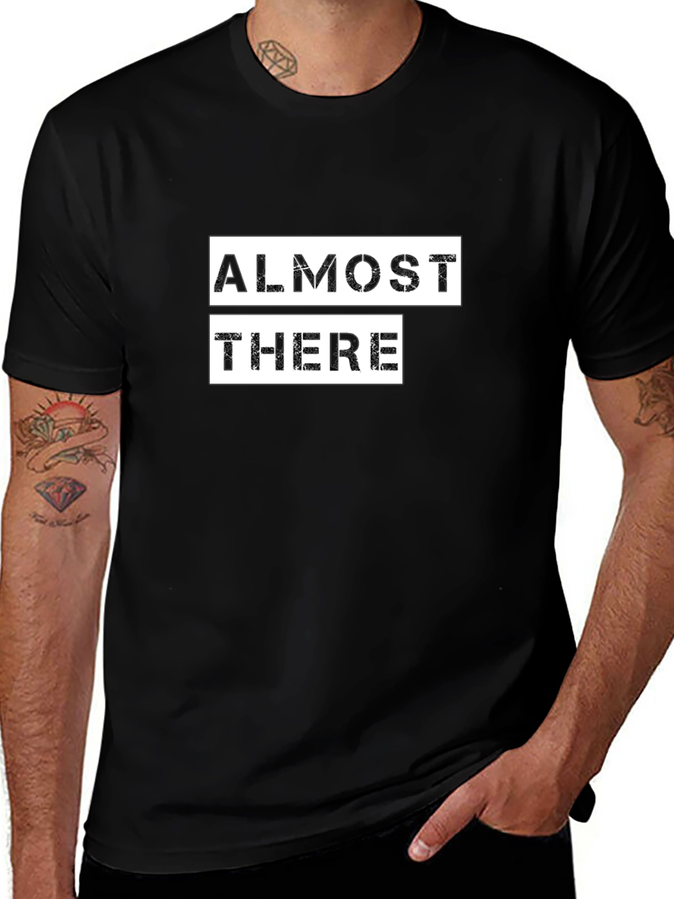 Almost There Graphic Tee - Black Cotton Comfort