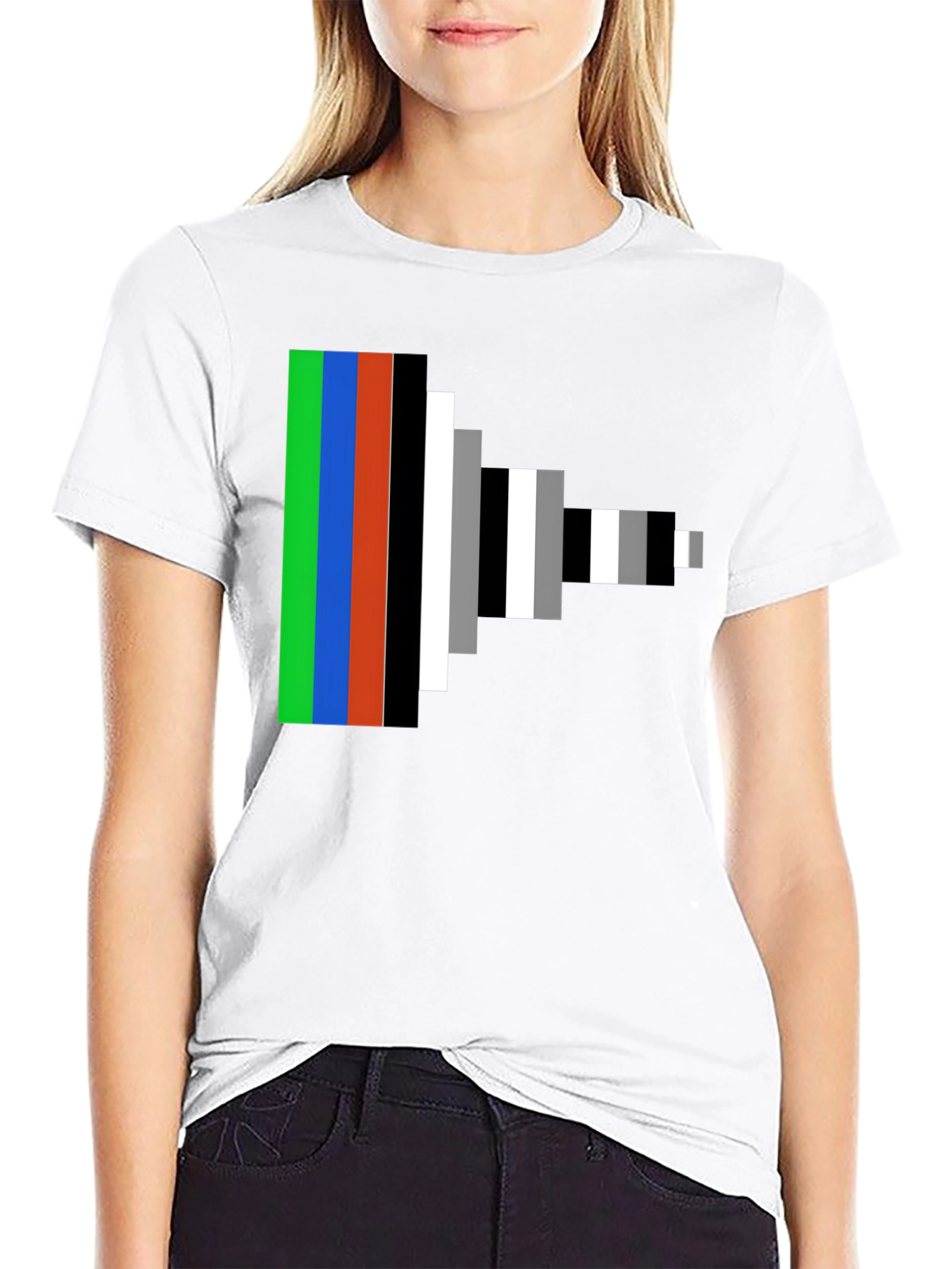 Retro Pixel Stripes Graphic Tee - Modern Geek Style