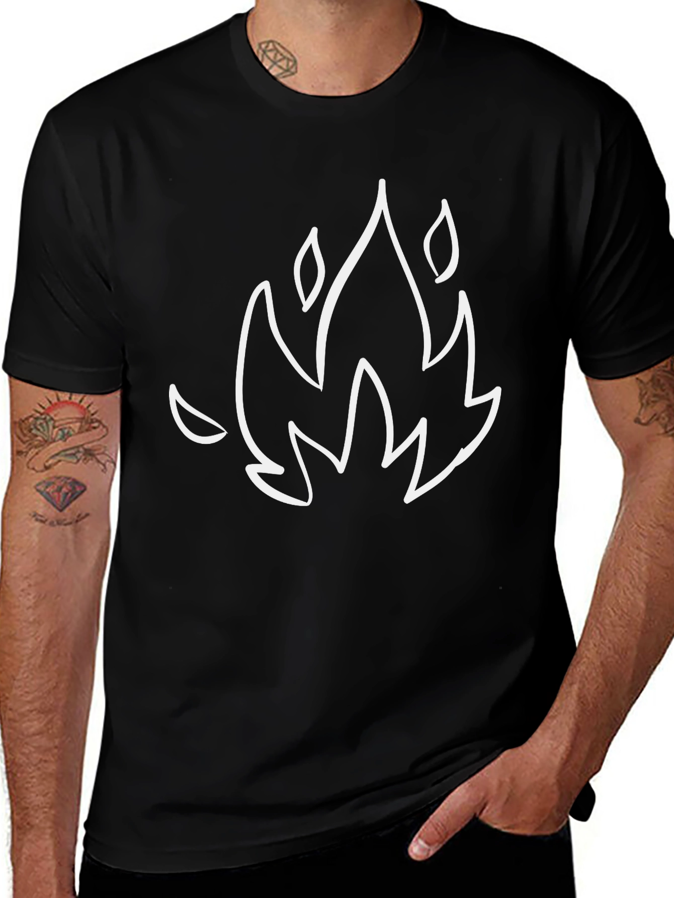 Flame Graphic Black T-Shirt - Modern Casual Tee