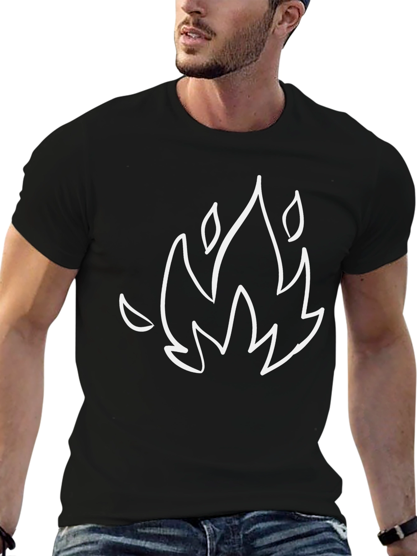 Flame Graphic Black T-Shirt - Modern Casual Tee
