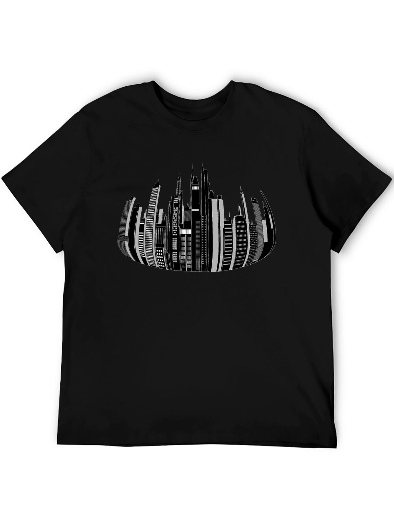Cityscape Graphic Print Black T-Shirt