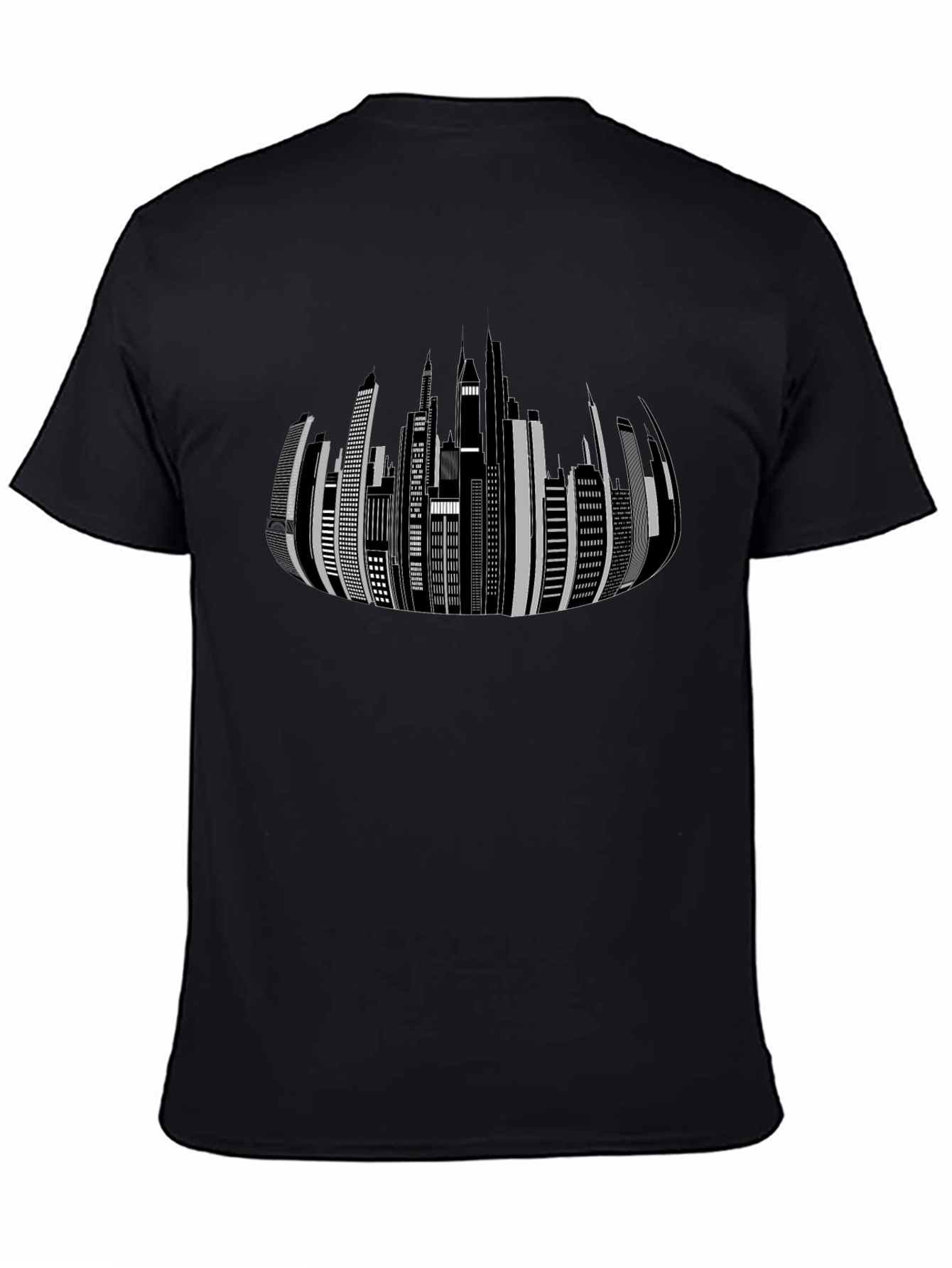 Cityscape Graphic Print Black T-Shirt