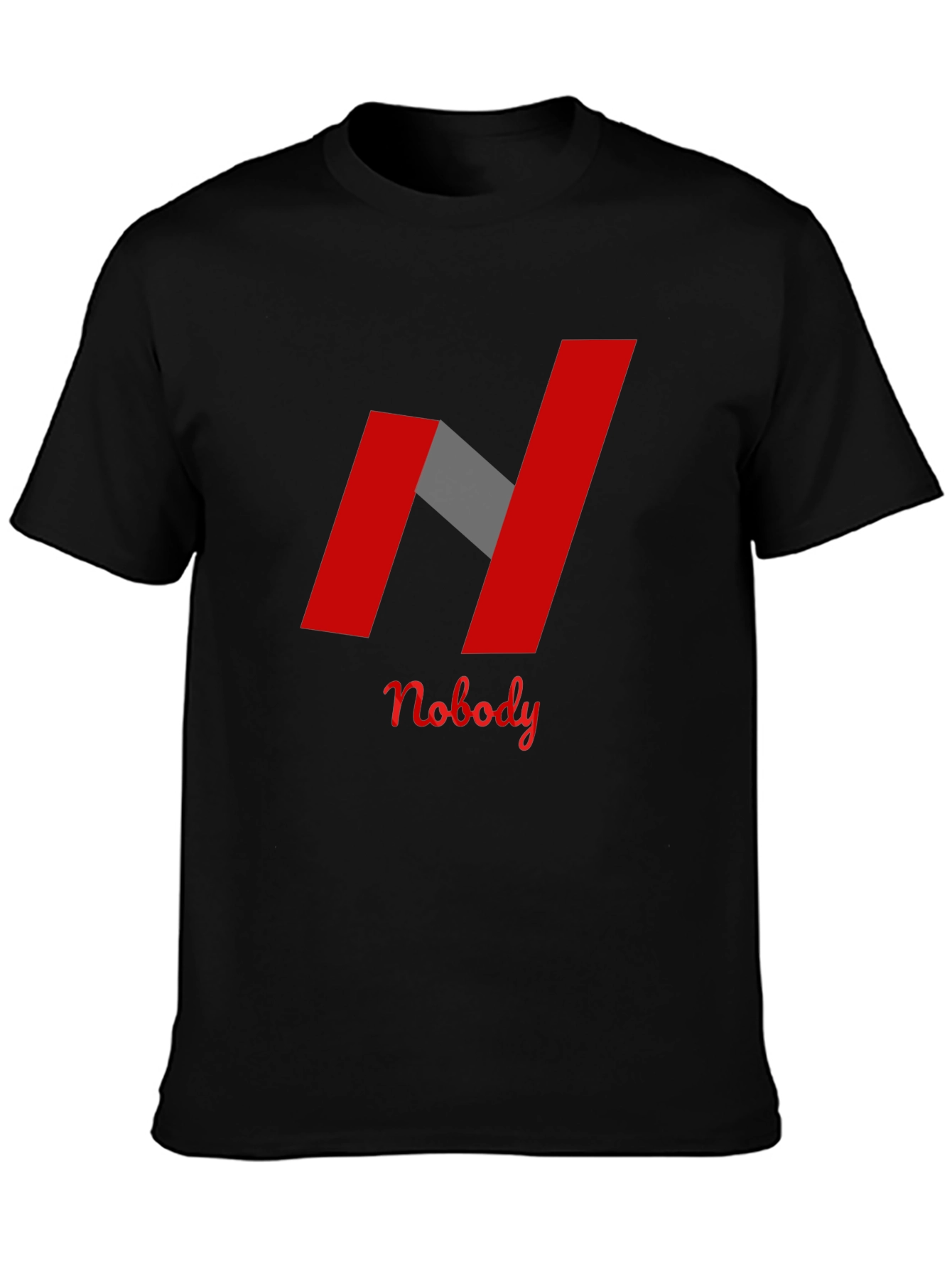 Nobody Graphic Tee - Modern N Design Black T-Shirt