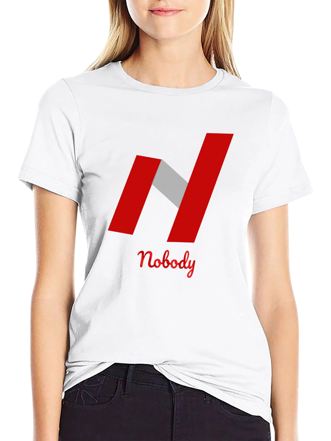 Nobody Graphic Tee - Modern N Design Black T-Shirt