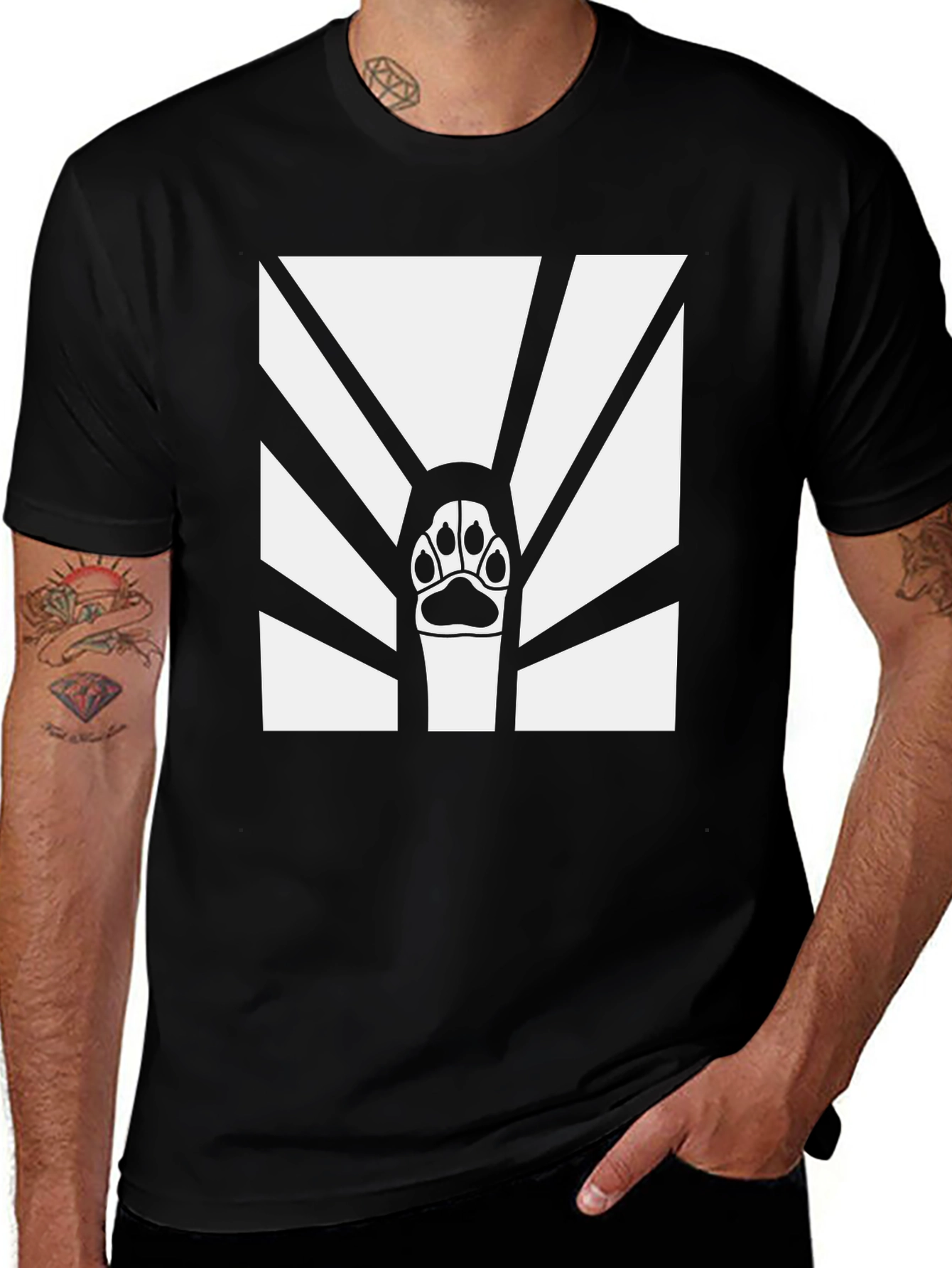 Paw Print Graphic T-Shirt - Black