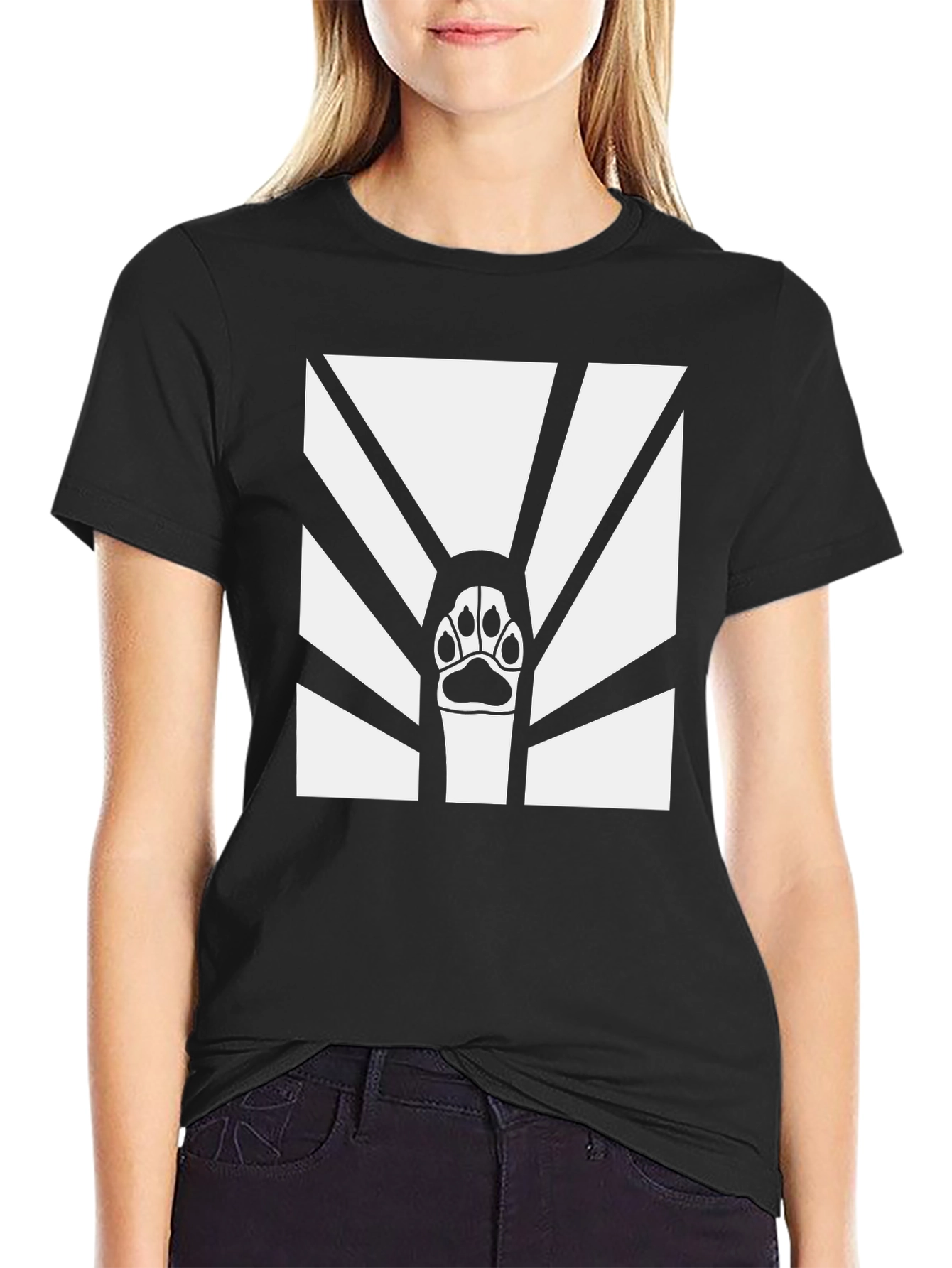 Paw Print Graphic T-Shirt - Black