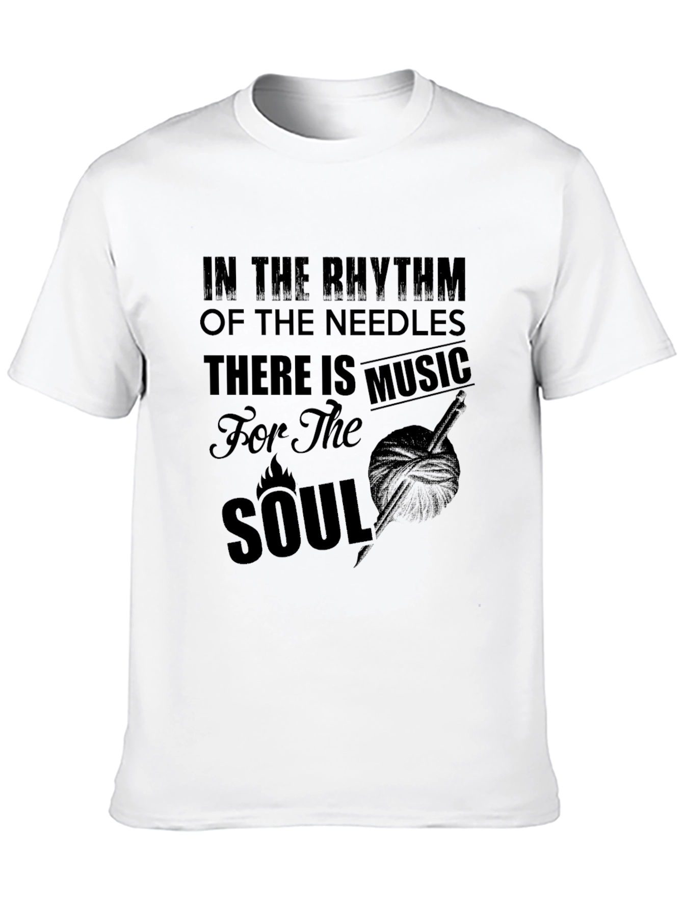 Rhythm of Needles Mens Black Graphic T-Shirt