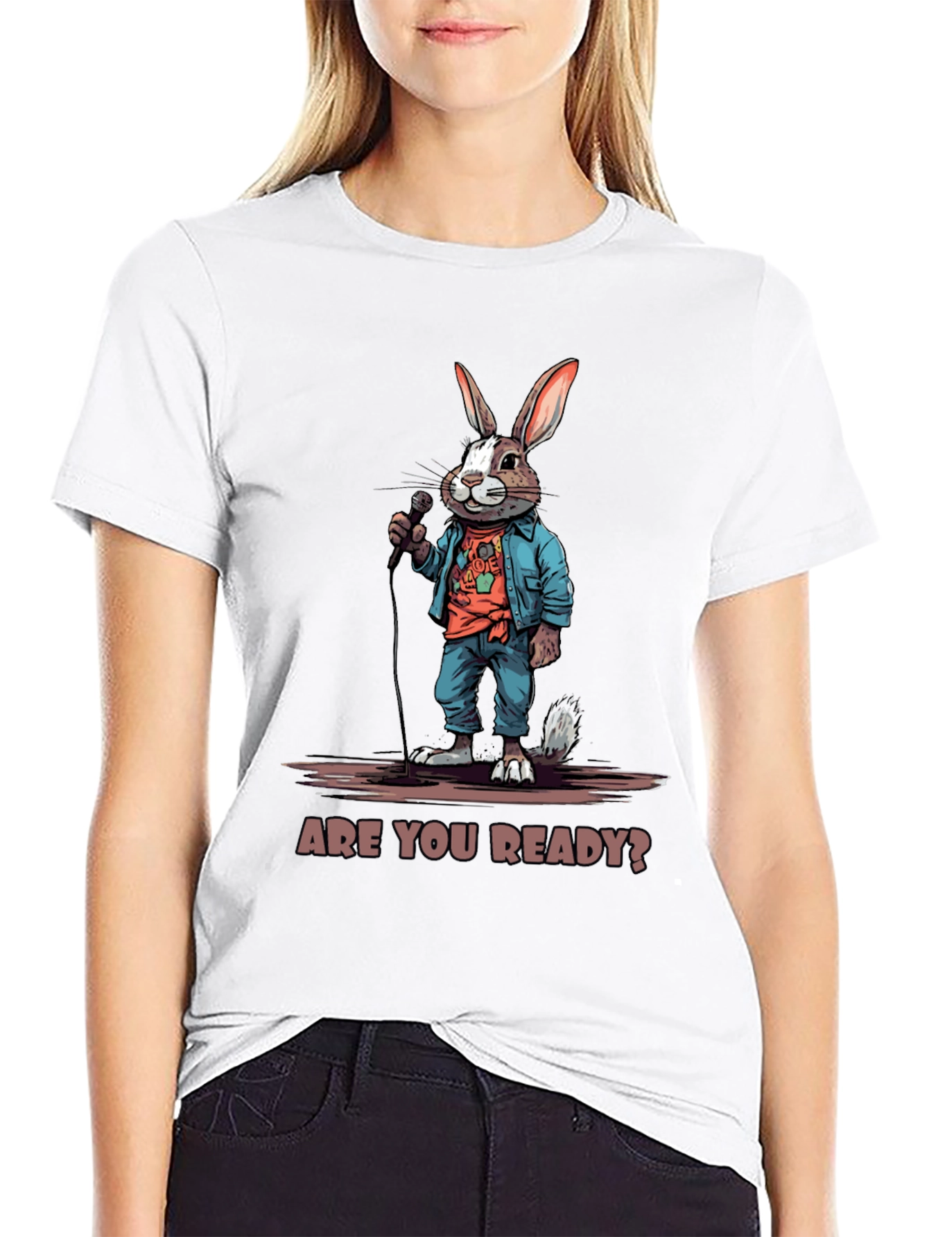 Are You Ready? Bunny Graphic T-Shirt