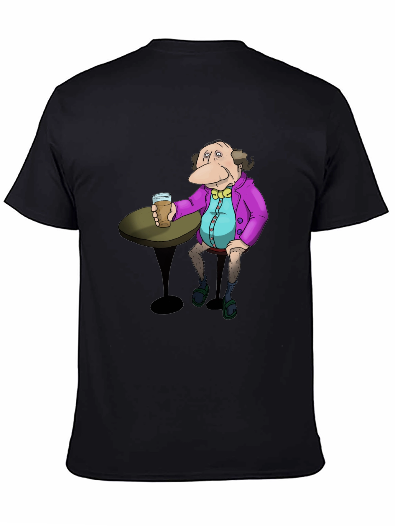 Cartoon Character Drink Black T-Shirt