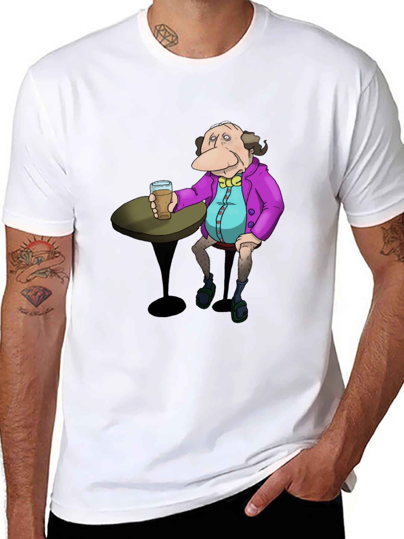 Cartoon Character Drink Black T-Shirt