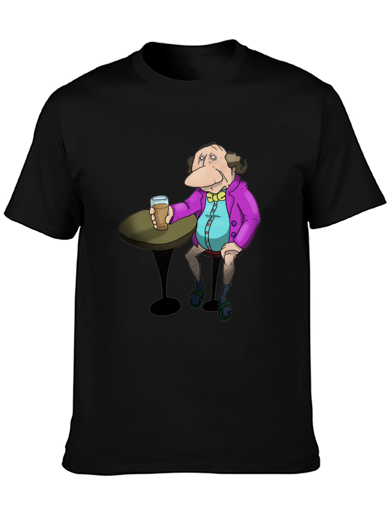 Cartoon Character Drink Black T-Shirt